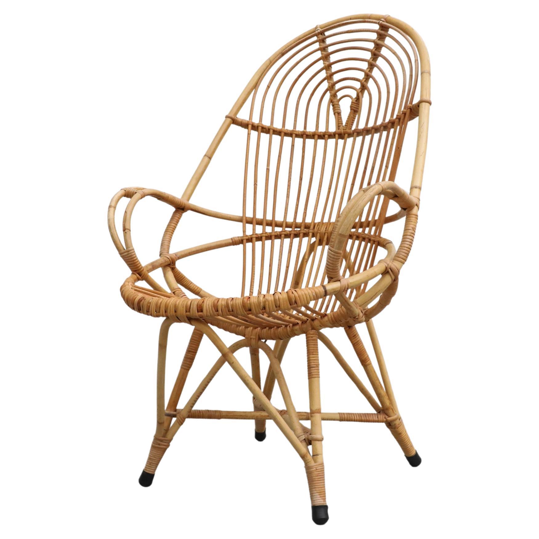 Franco Albini (attr) High Back Bamboo Lounge Chair