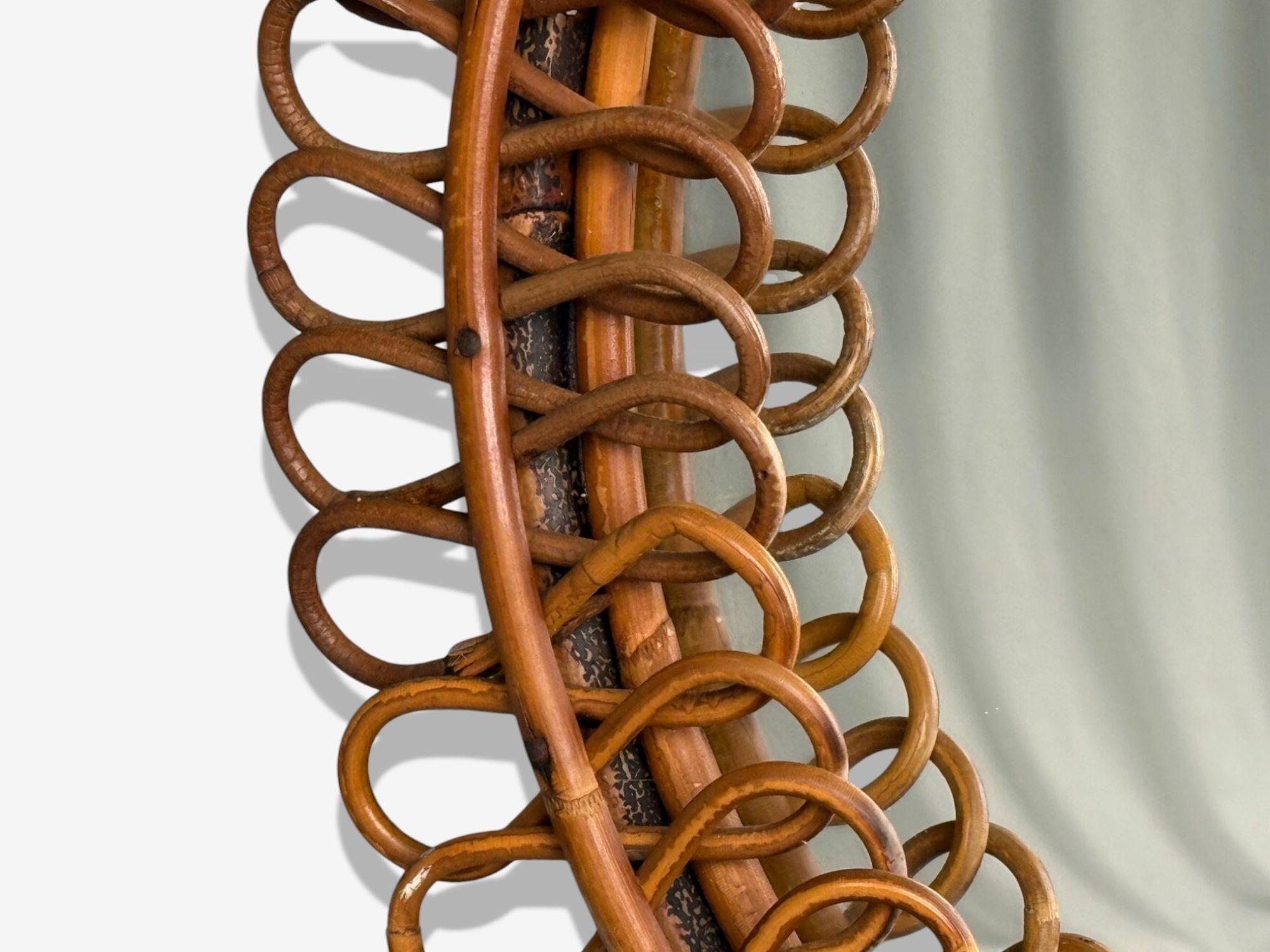 Bambou Miroir mural en bambou et canne, Italie, années 1950, Franco Albini attr. en vente
