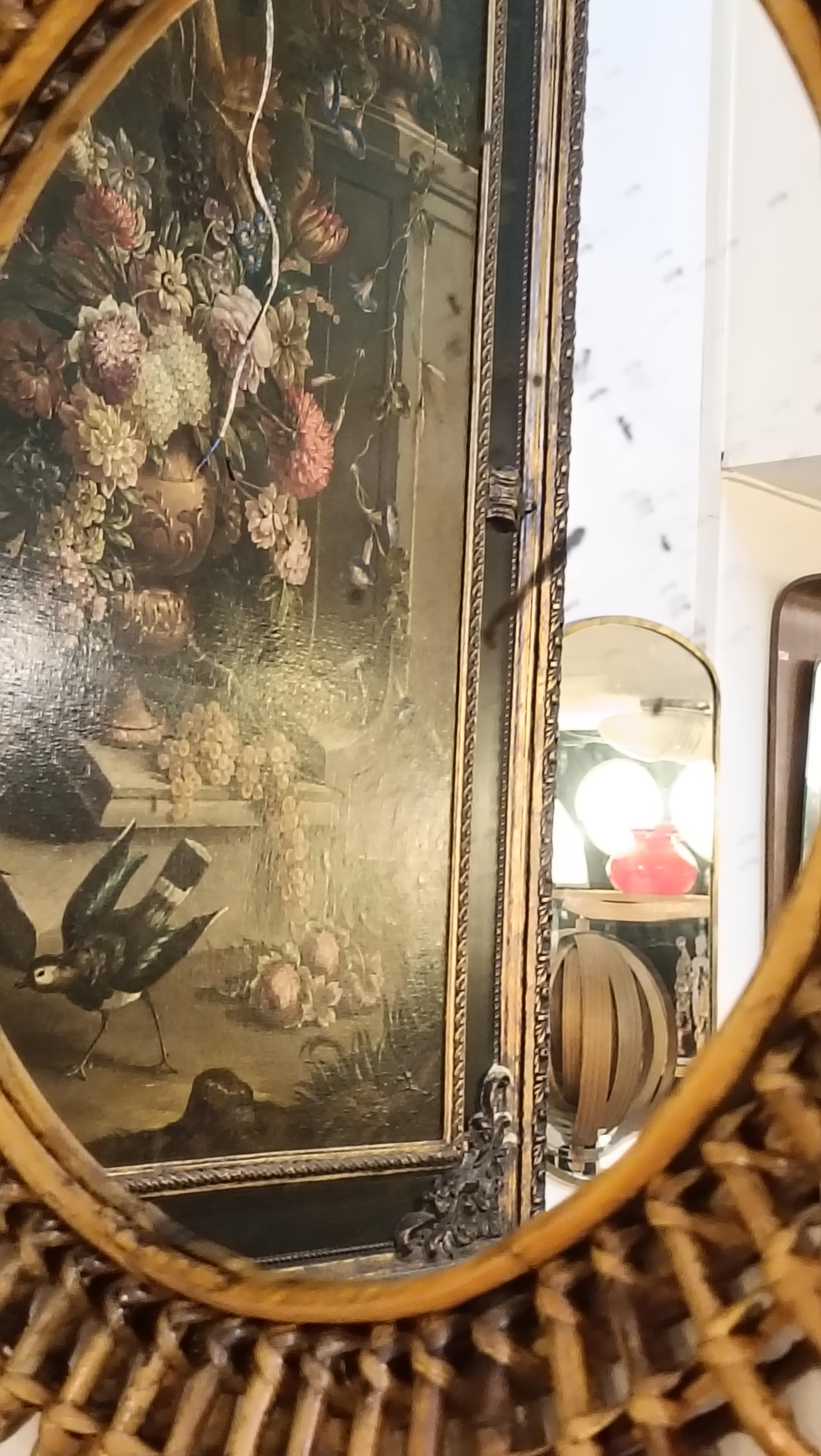 Franco Albini Attr. Miroir mural rond en rotin et osier, Italie, années 1960 en vente 2