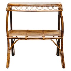 Franco Albini Attrib. Rattan and brass console table, Italy 1960s