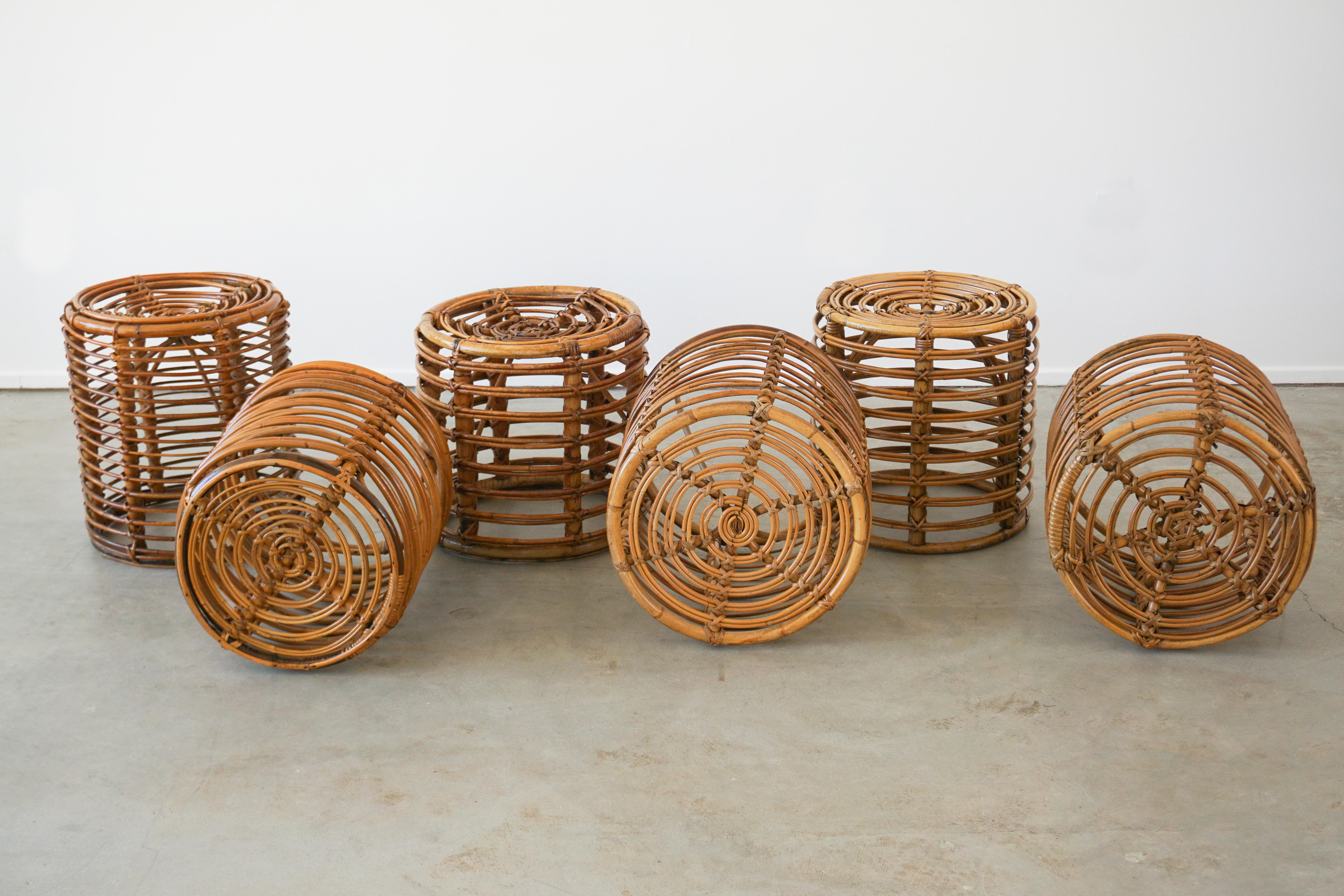 Mid-20th Century Italian Bamboo Stools
