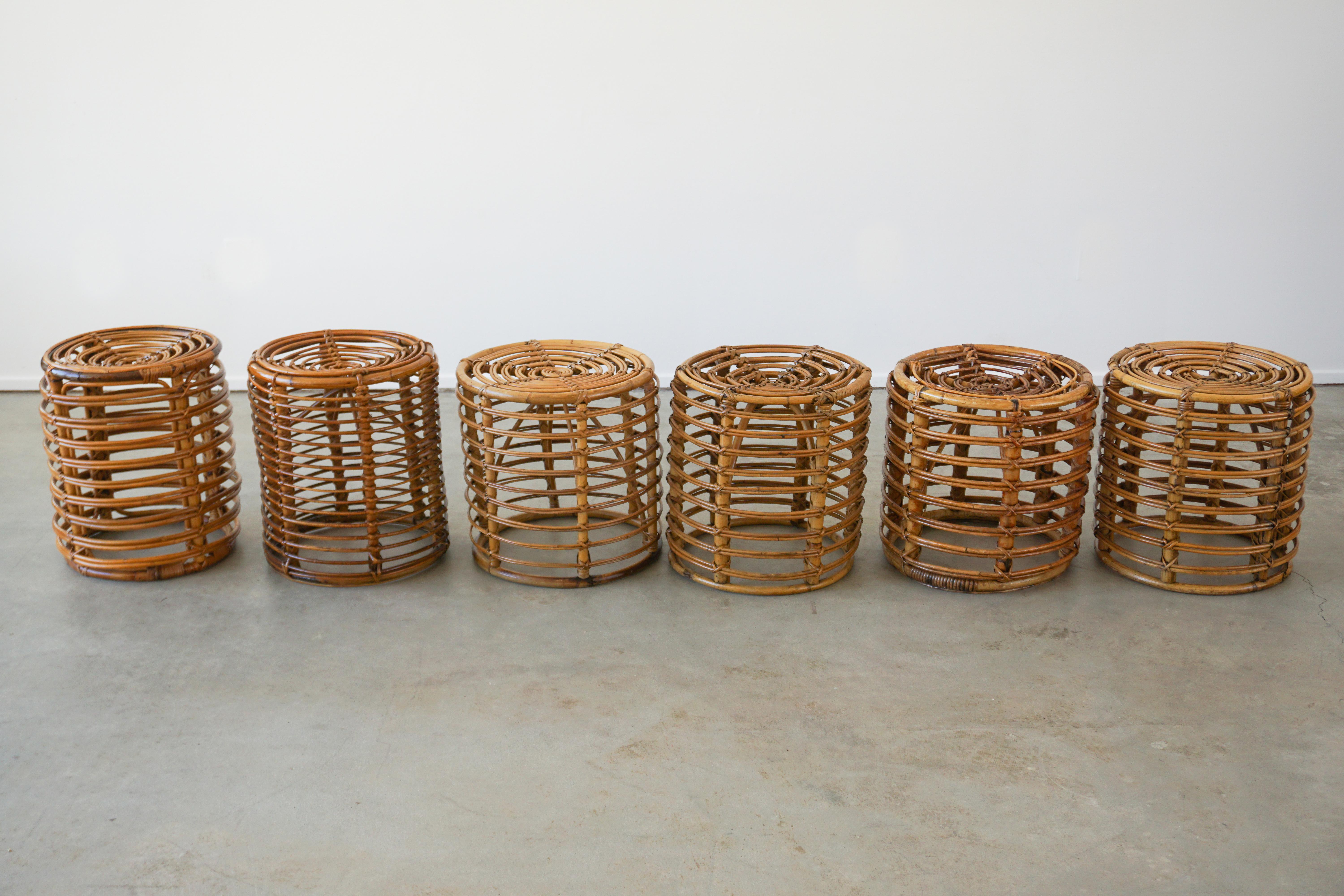 Rattan Italian Bamboo Stools