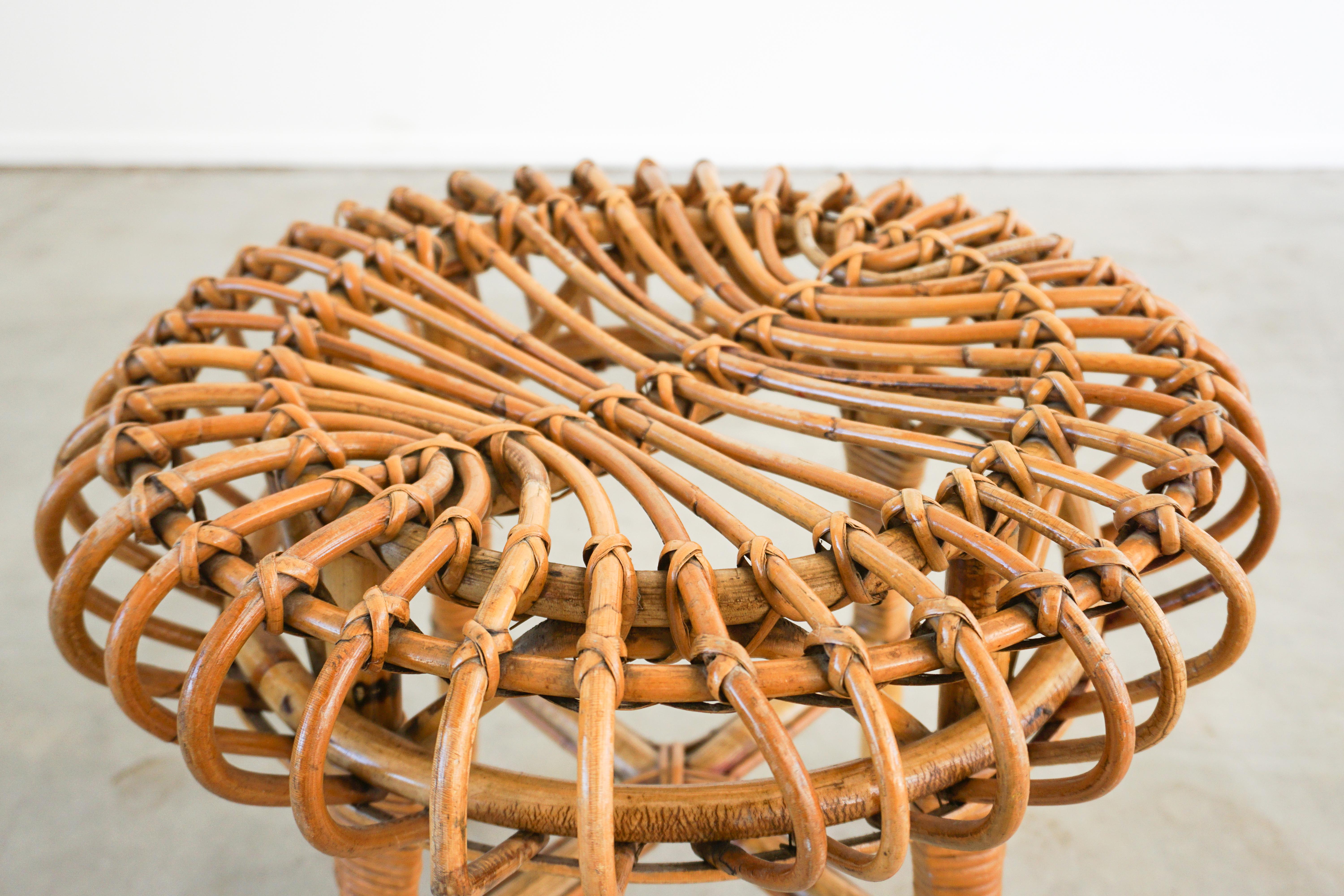 Rattan Franco Albini Attributed Stools