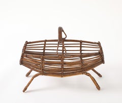 Franco Albini Bamboo Basket with Handle, Italy, circa 1950's