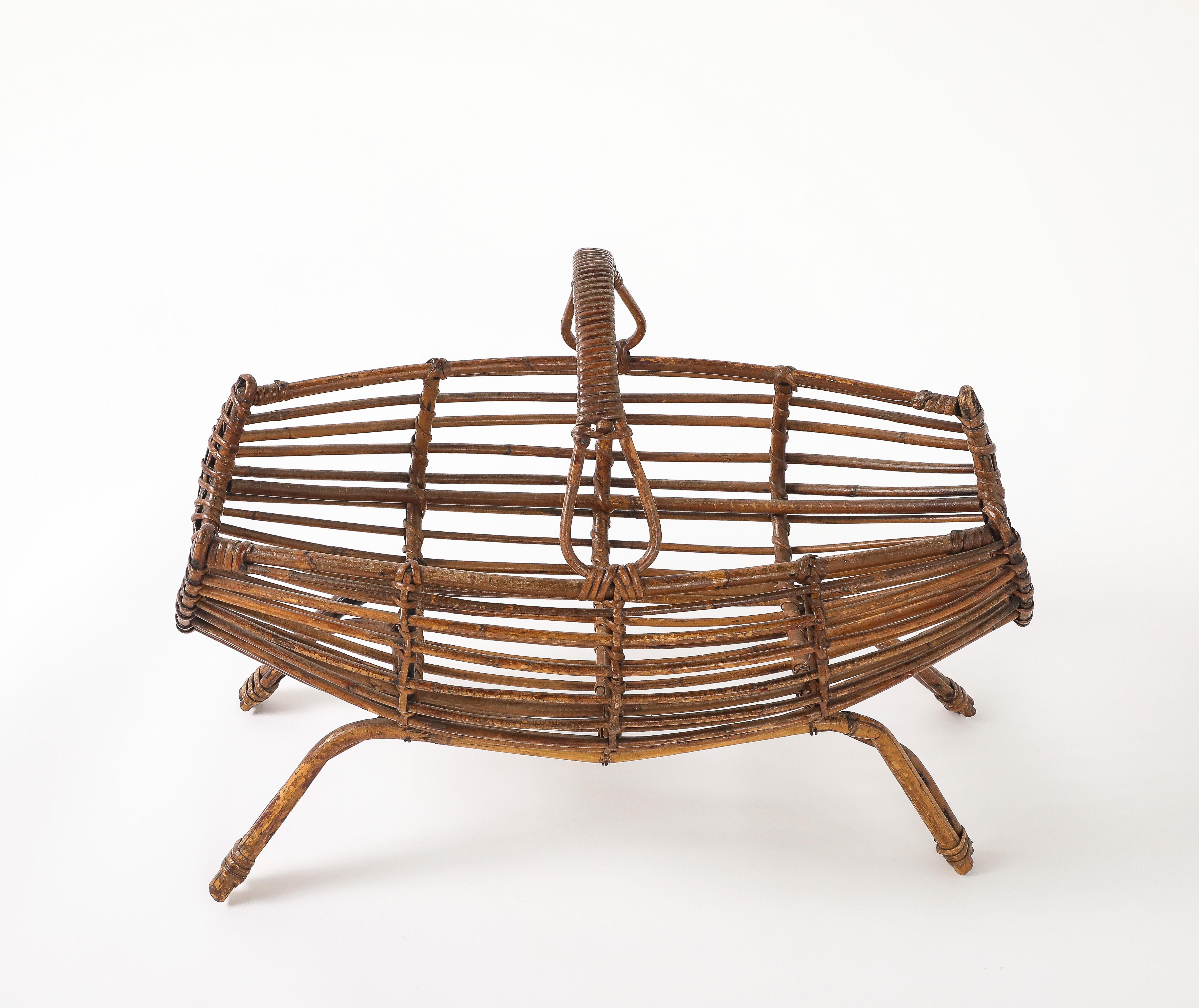 Mid-Century moderno Franco Albini Cestino in bambù con manico, Italia, anni '50 circa in vendita