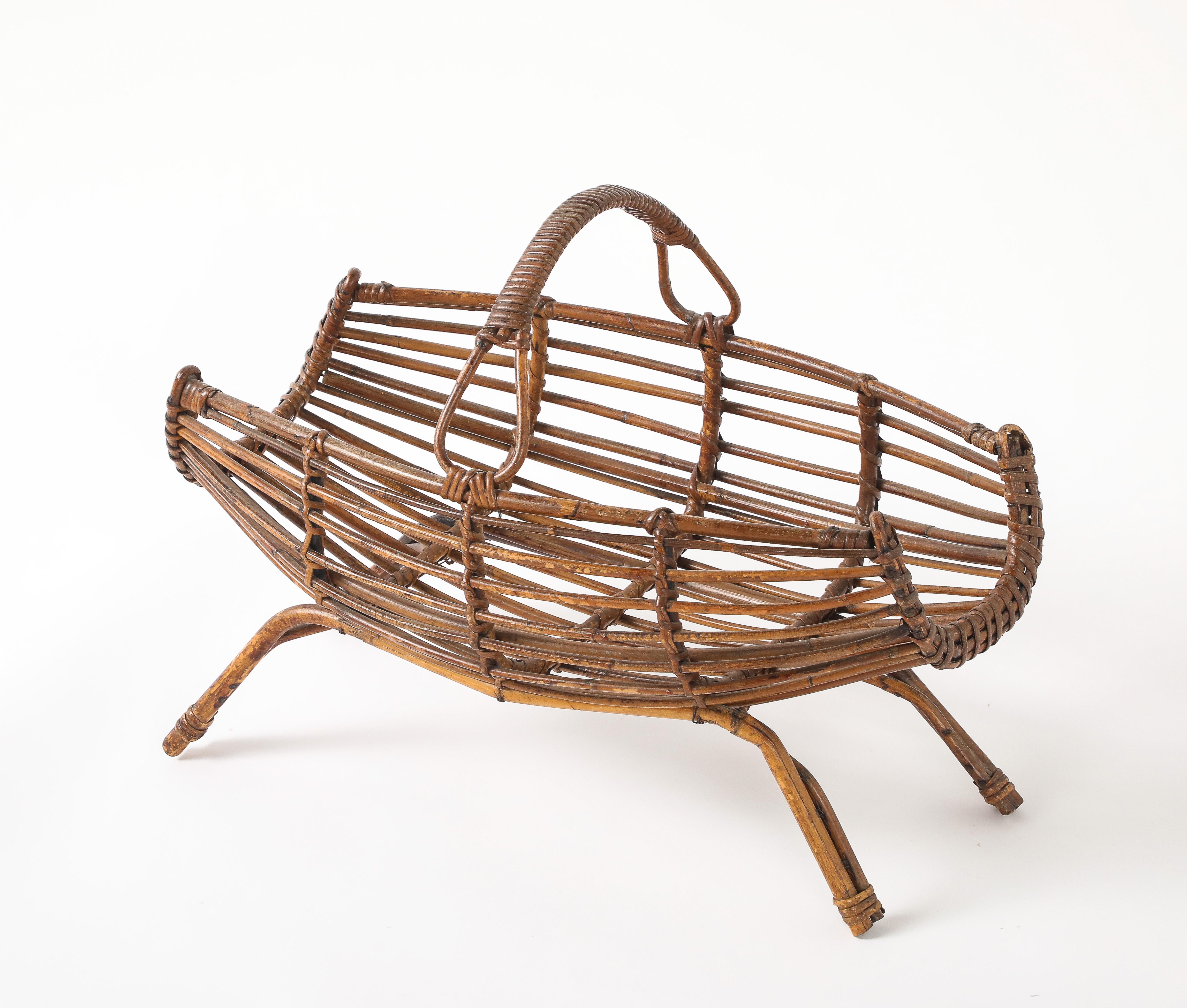 Metà XX secolo Franco Albini Cestino in bambù con manico, Italia, anni '50 circa in vendita