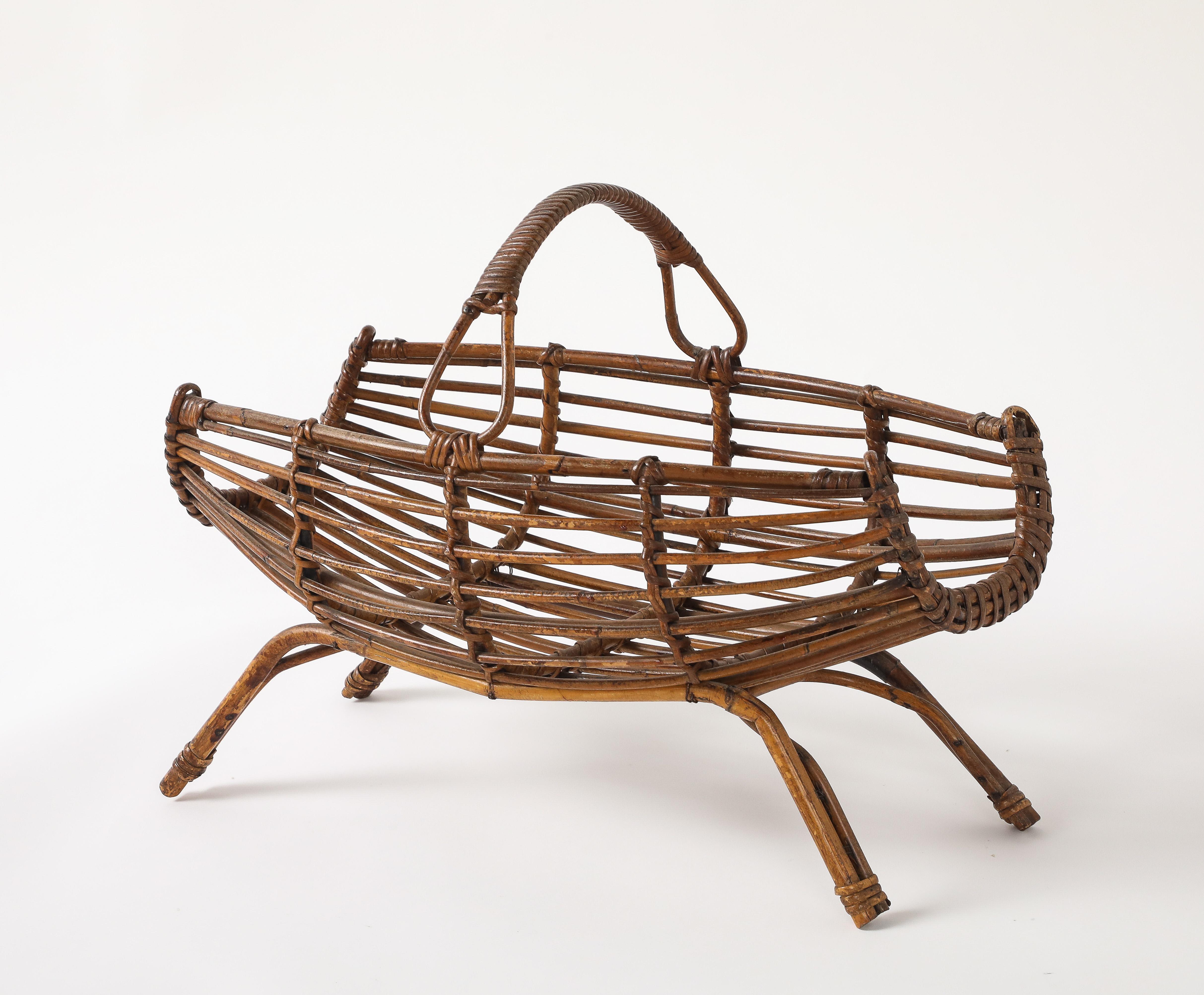 Bambù Franco Albini Cestino in bambù con manico, Italia, anni '50 circa in vendita