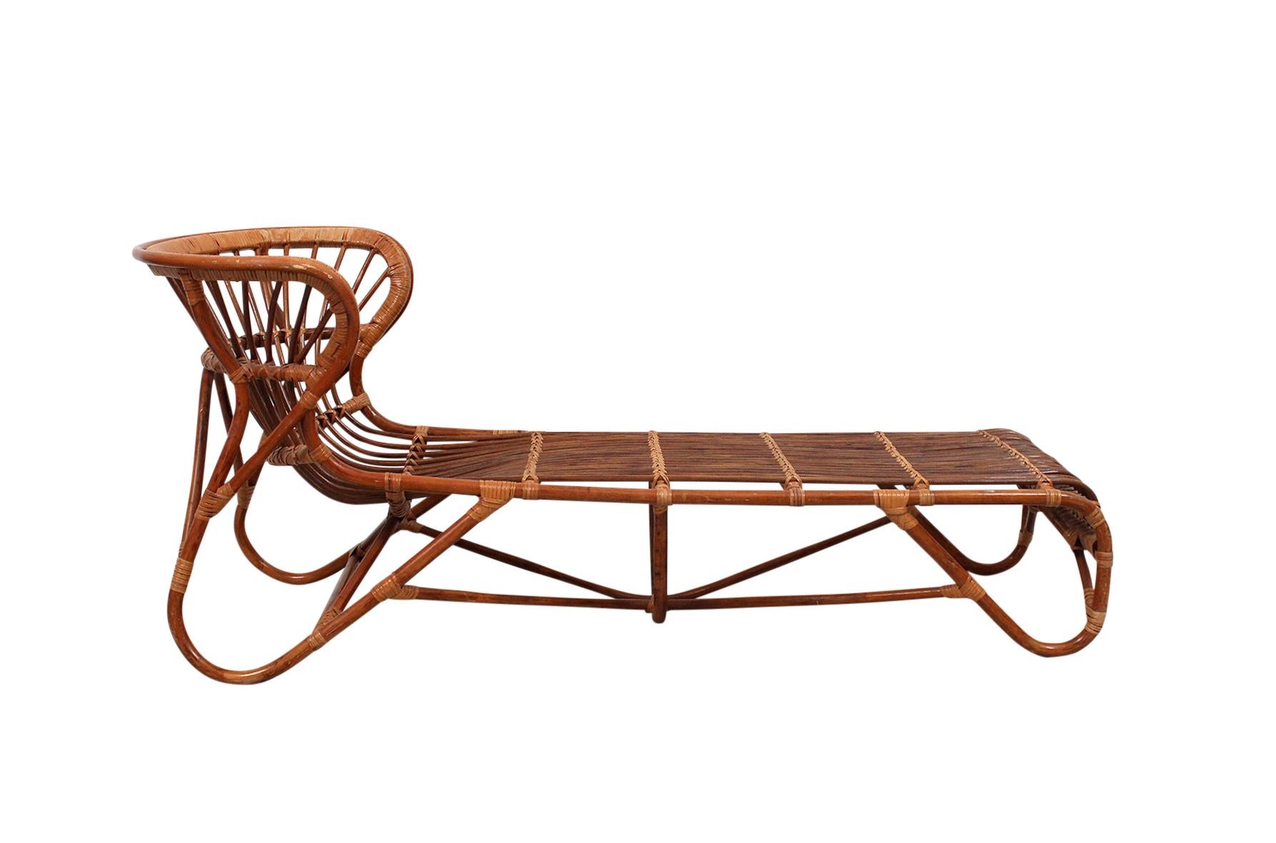 vintage bamboo chaise lounge