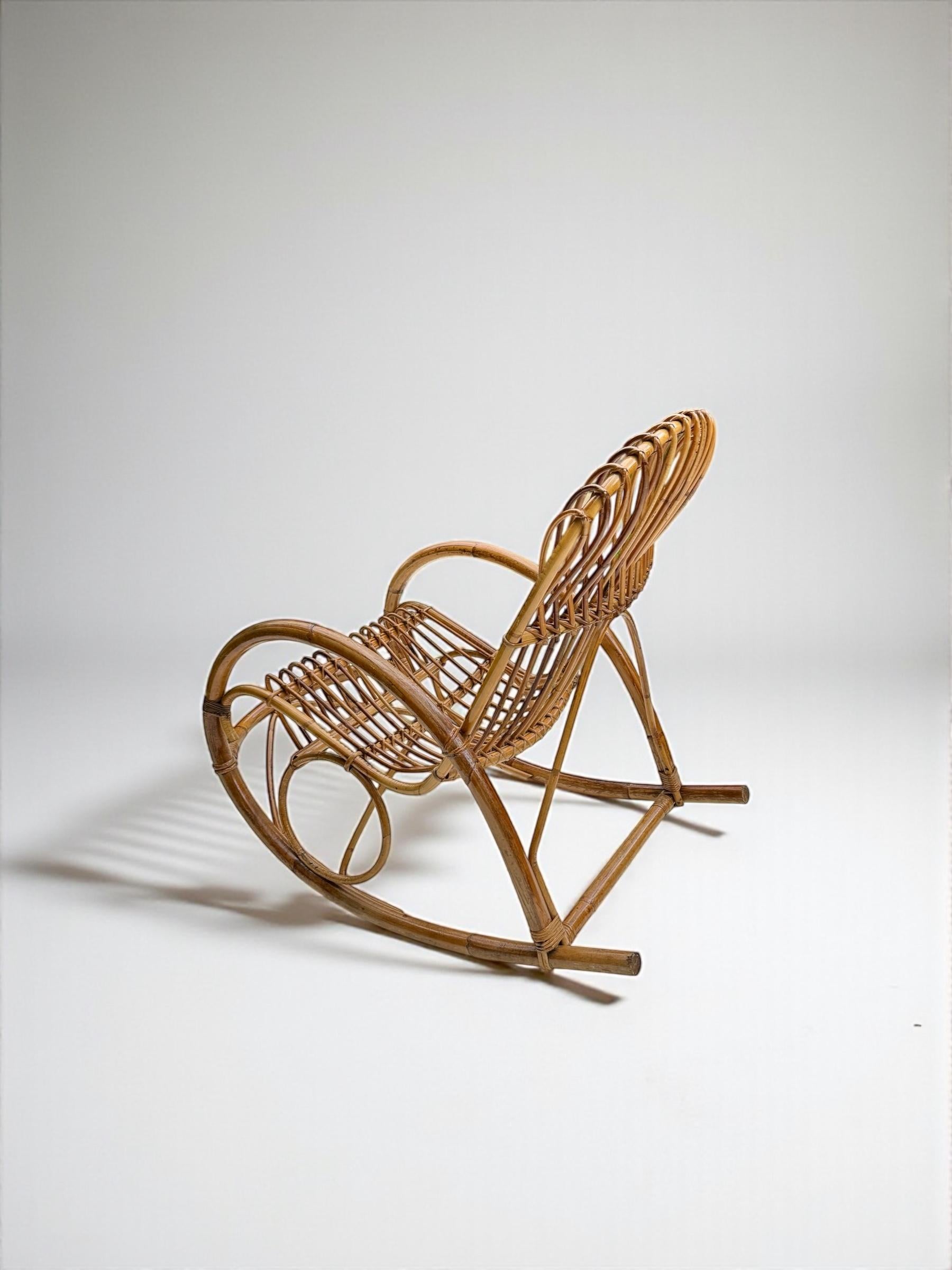 Italian Franco Albini, Bamboo Rocking Chair, Italy 1950's For Sale