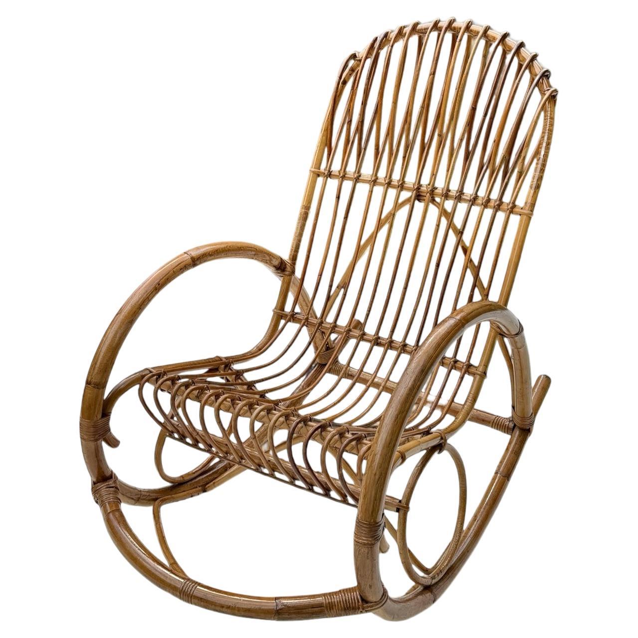 Franco Albini, Bamboo Rocking Chair, Italy 1950's For Sale