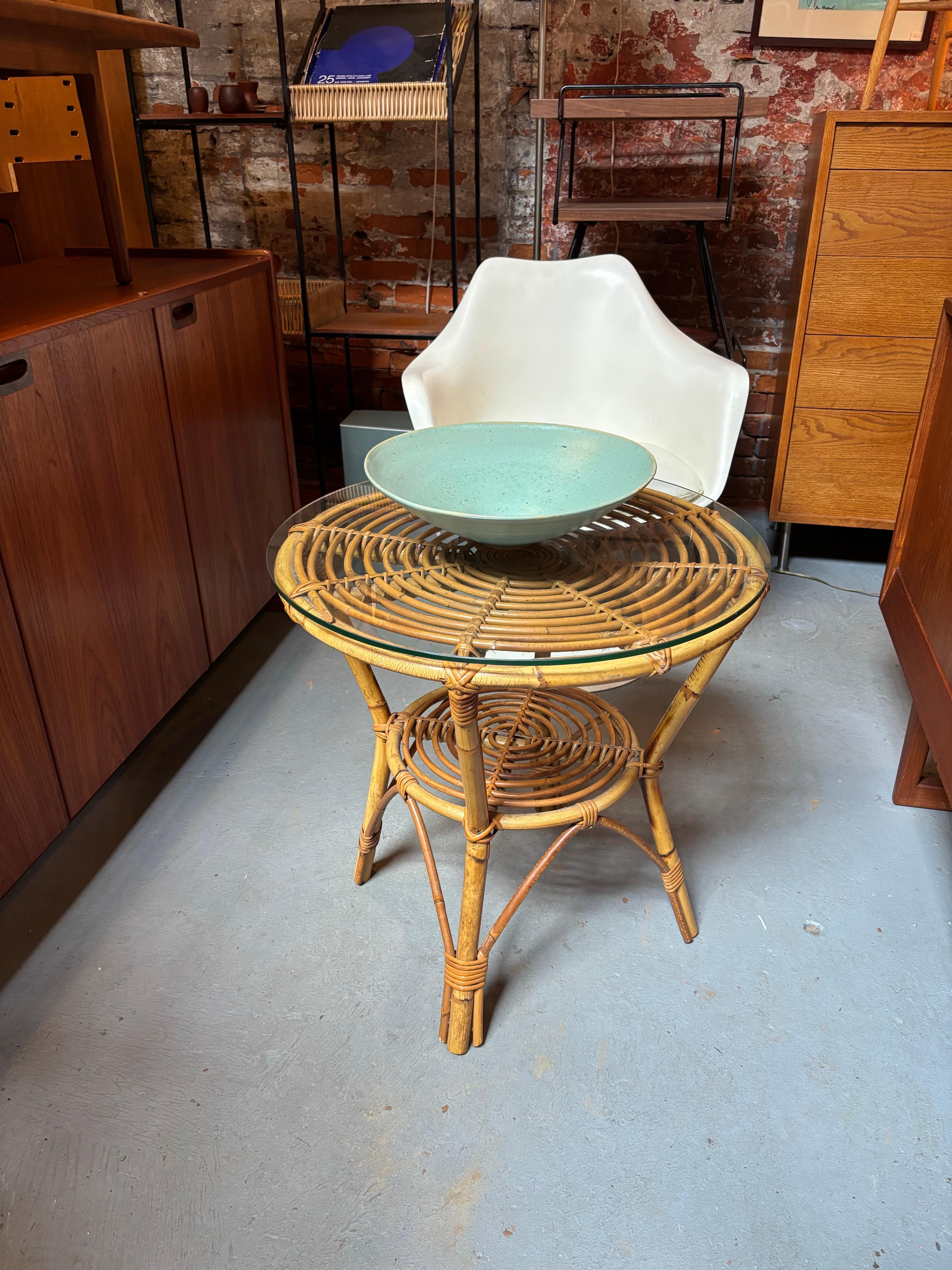 Mesa redonda de bambú Franco Albini en venta 4