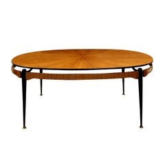 Magnifique table de salle à manger en bois de rose rayonnant, attribuée à Ico Parisi, vers 1954