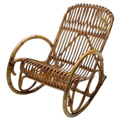 Franco Albini Mecedora de bambú curvado y ratán, Italia Años 50