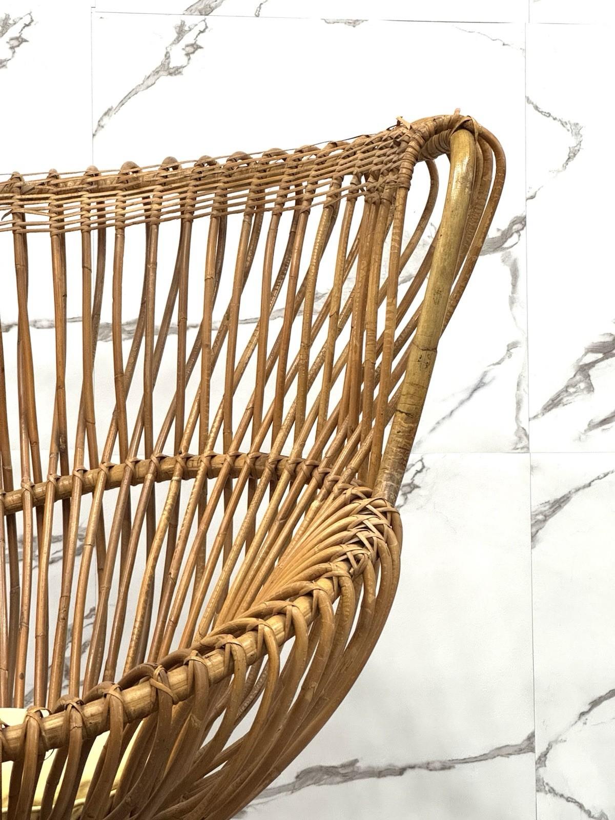 Rotin Franco Albini Bonacina Poltrona Margherita 1951 Design en vente