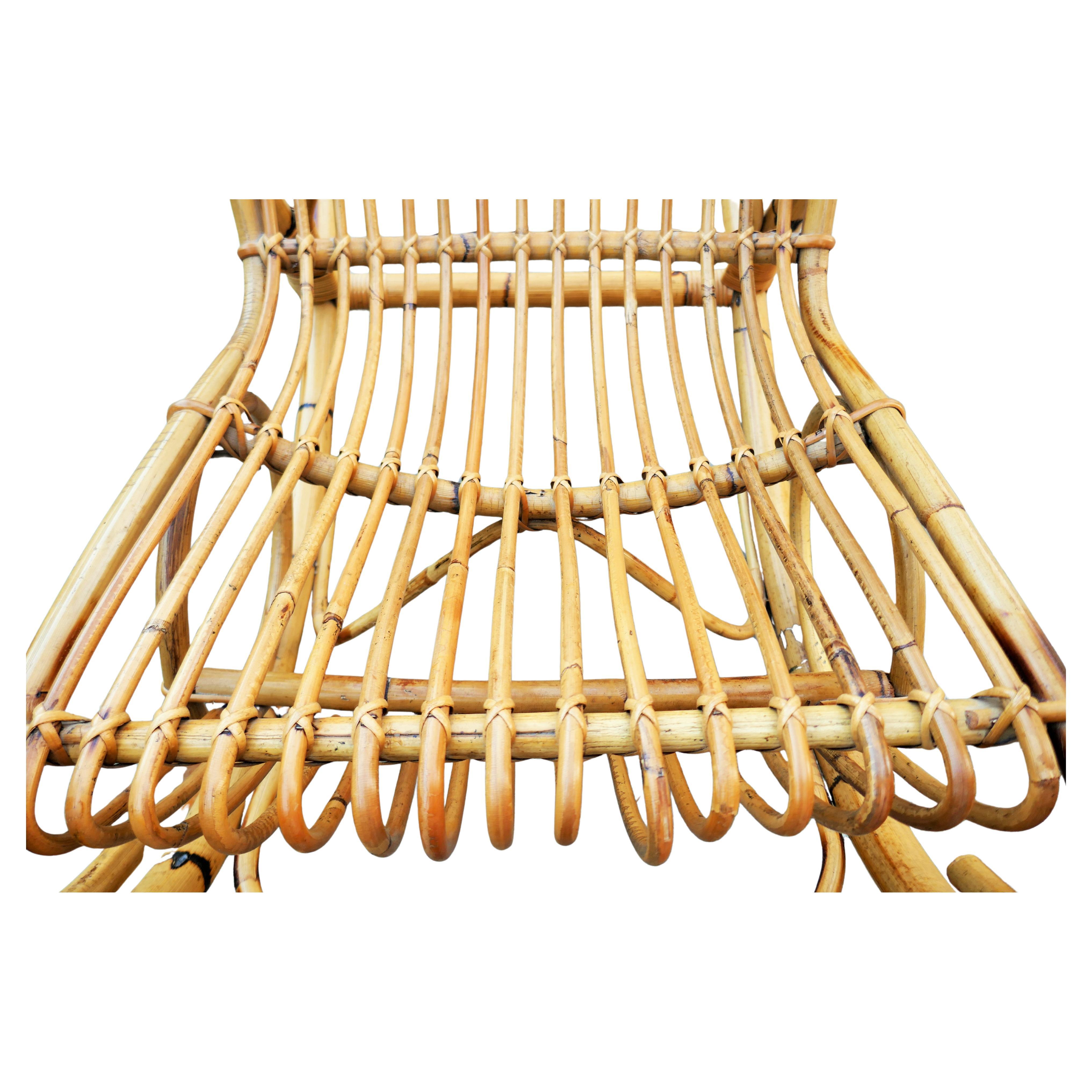 Bamboo and rattan rocking chair in vendita 3
