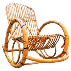 Bamboo and rattan rocking chair