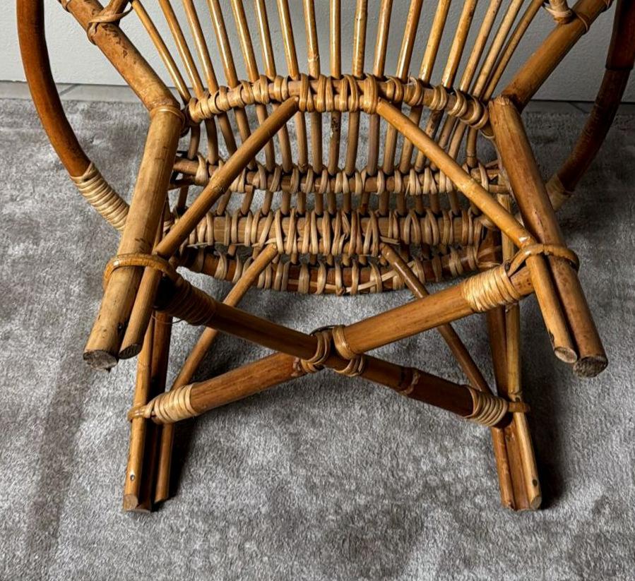 Rustic Italian Vintage  Children’s Armchair In Bamboo And Wicker For Sale 5