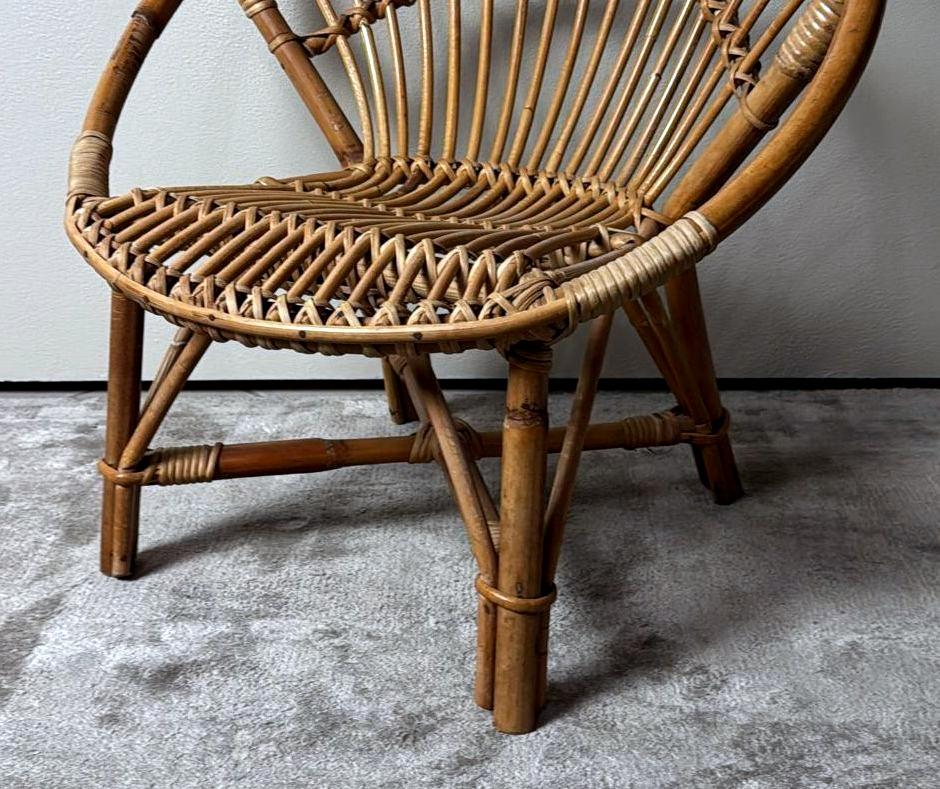 Rustic Italian Vintage  Children’s Armchair In Bamboo And Wicker For Sale 6
