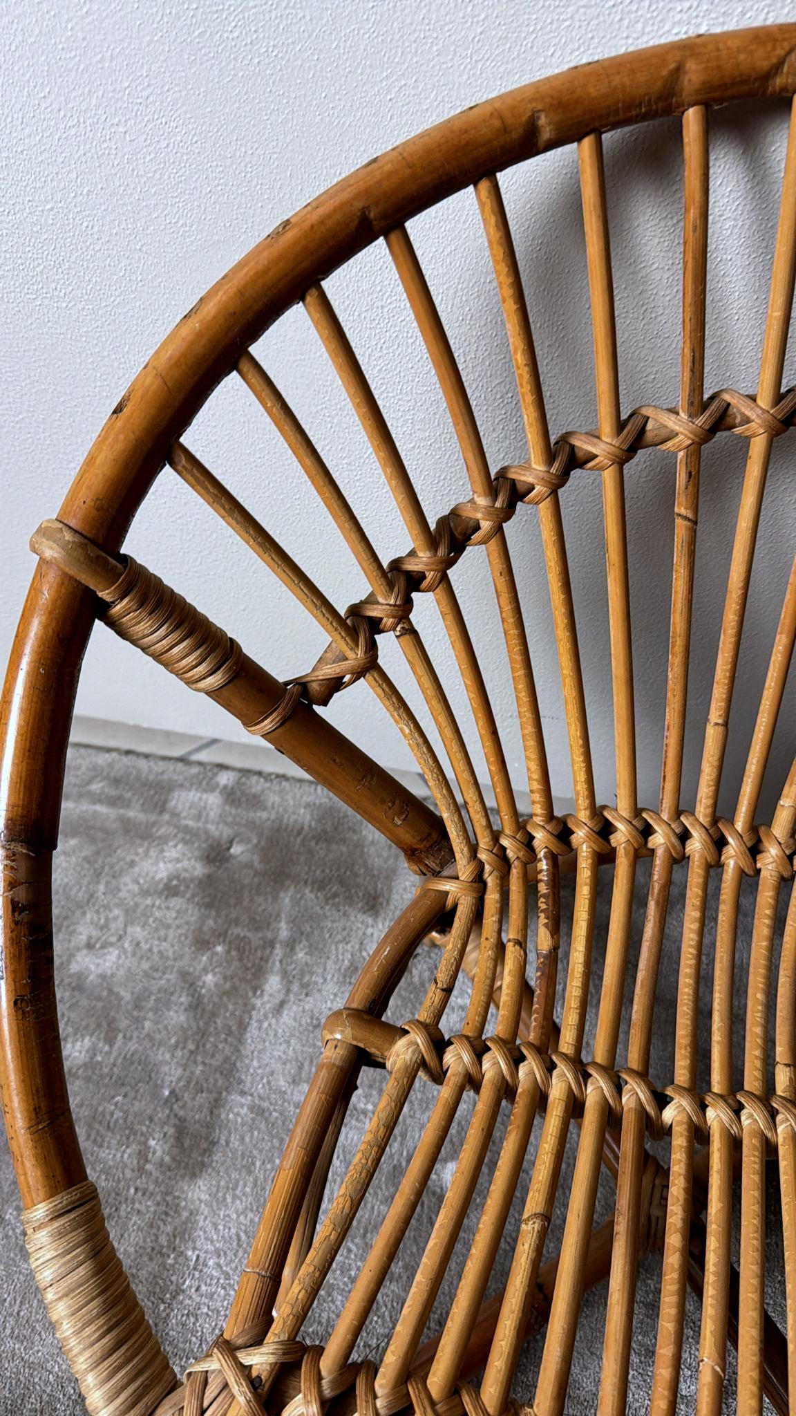 Rustic Italian Vintage  Children’s Armchair In Bamboo And Wicker For Sale 7