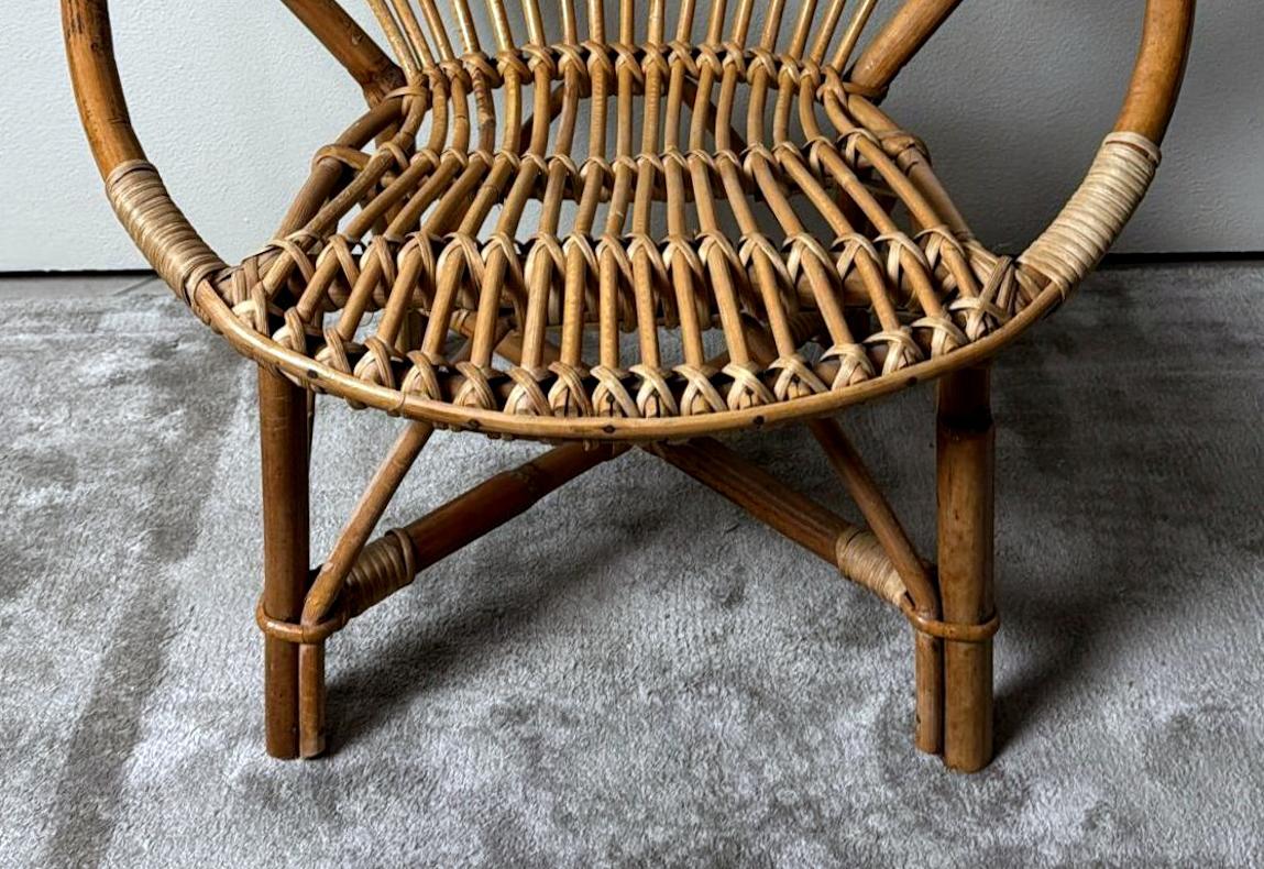 Rustic Italian Vintage  Children’s Armchair In Bamboo And Wicker For Sale 9