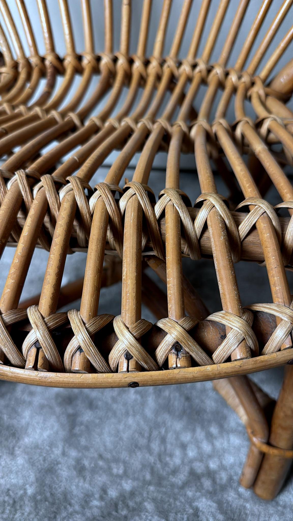 Rustic Italian Vintage  Children’s Armchair In Bamboo And Wicker For Sale 10