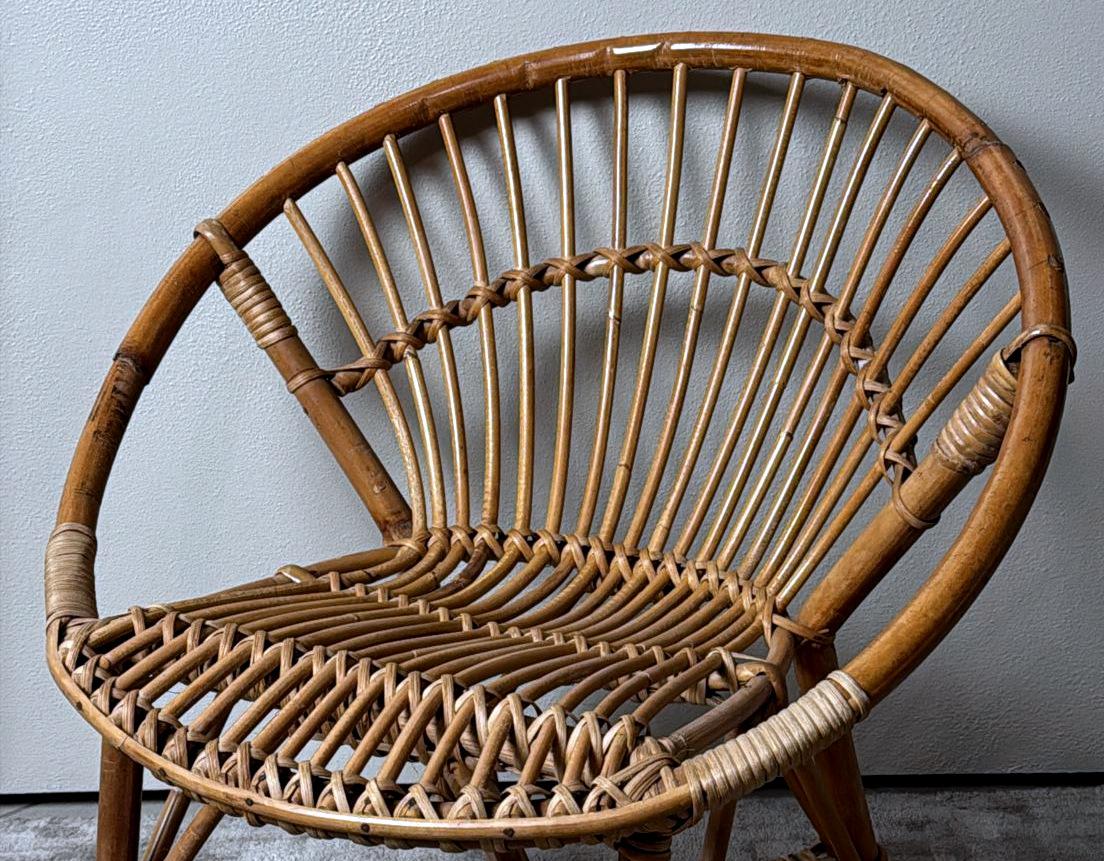 Rustic Italian Vintage  Children’s Armchair In Bamboo And Wicker For Sale 3