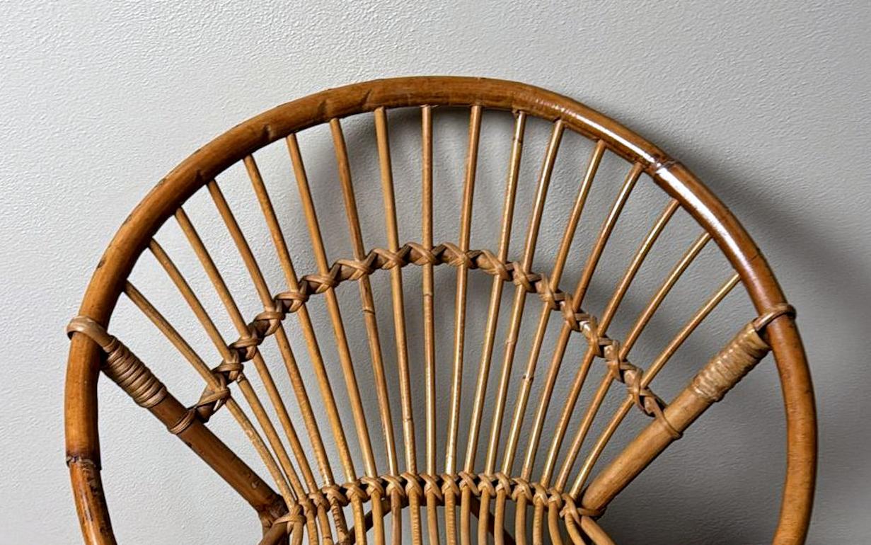 Rustic Italian Vintage  Children’s Armchair In Bamboo And Wicker For Sale 4