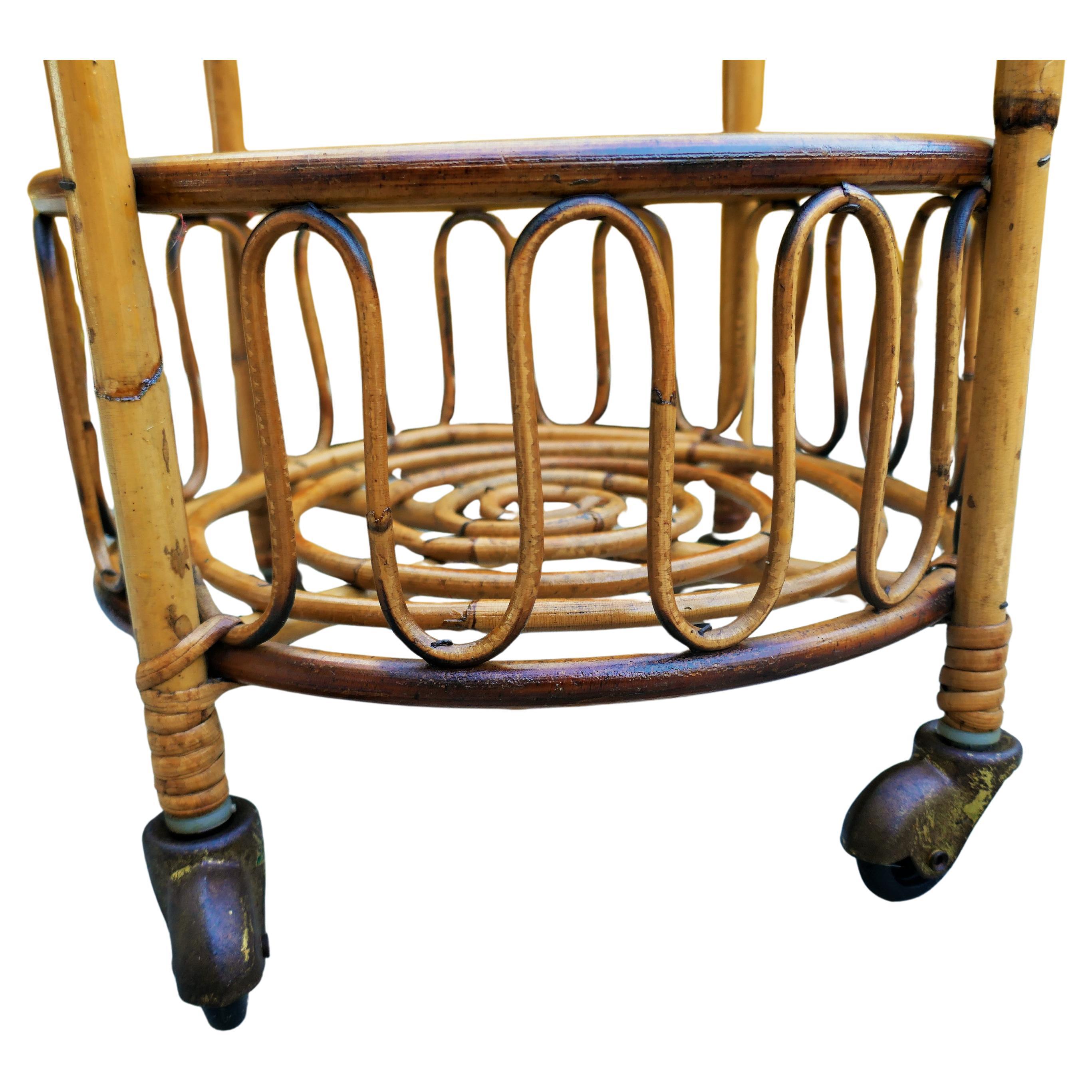 Italian Rattan trolley For Sale
