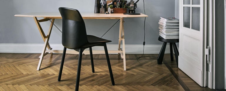 Franco Albini Cavalletto Table, Black Stained Wood by Cassina In New Condition For Sale In Barcelona, Barcelona
