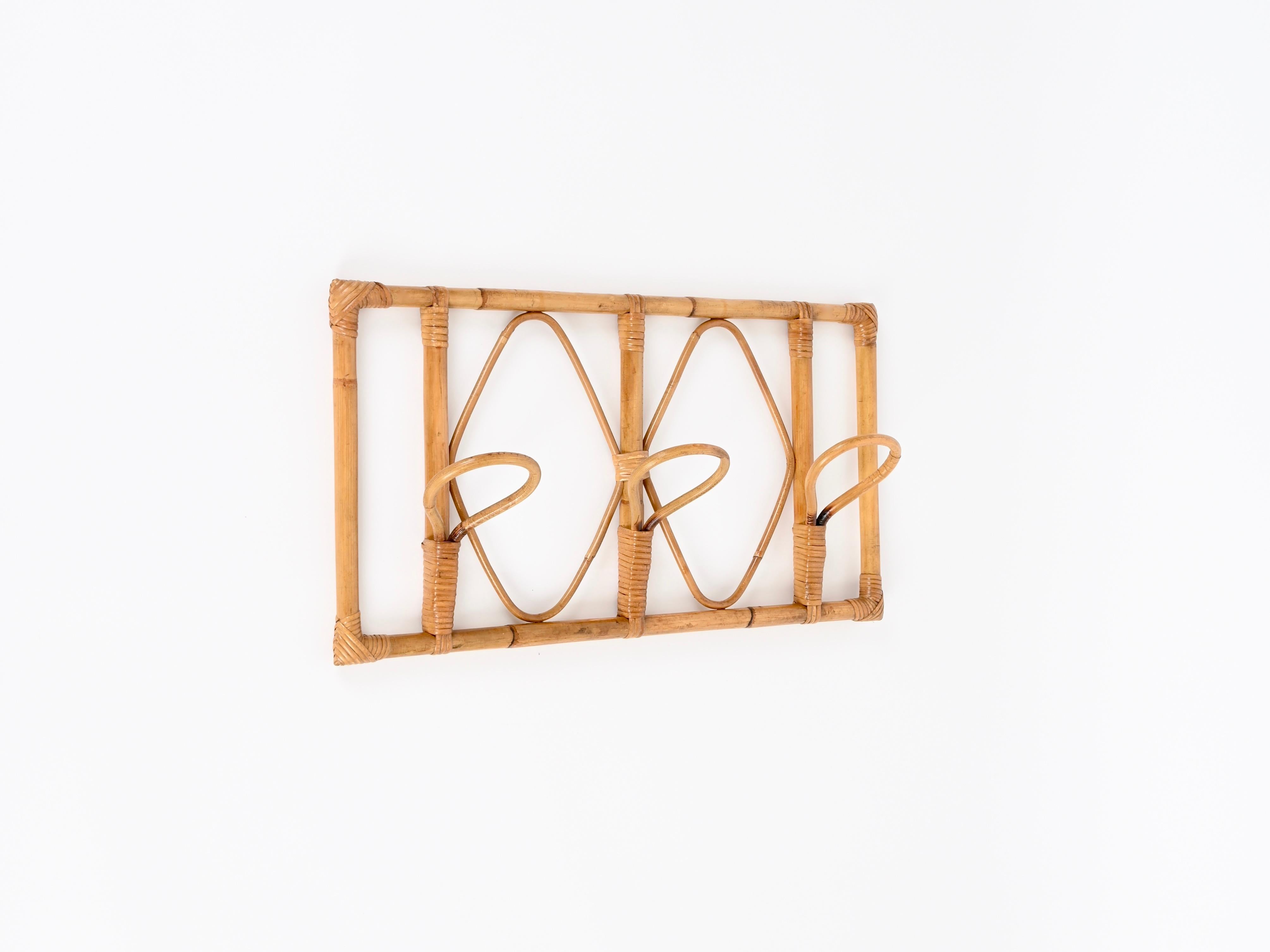 Franco Albini Coat Rack in Bamboo and Woven Rattan, Italy 1960s en venta 4