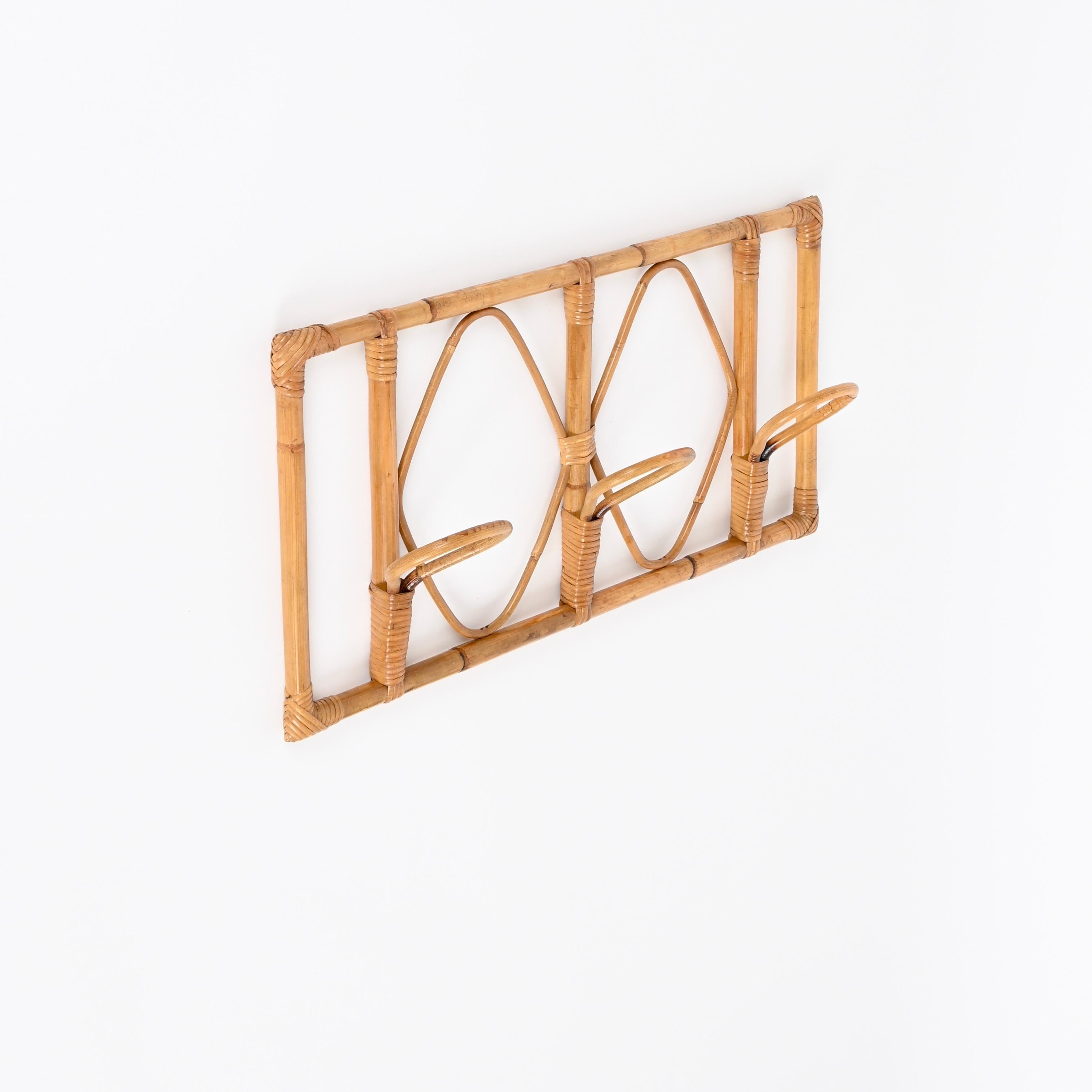 Franco Albini Coat Rack in Bamboo and Woven Rattan, Italy 1960s en venta 5