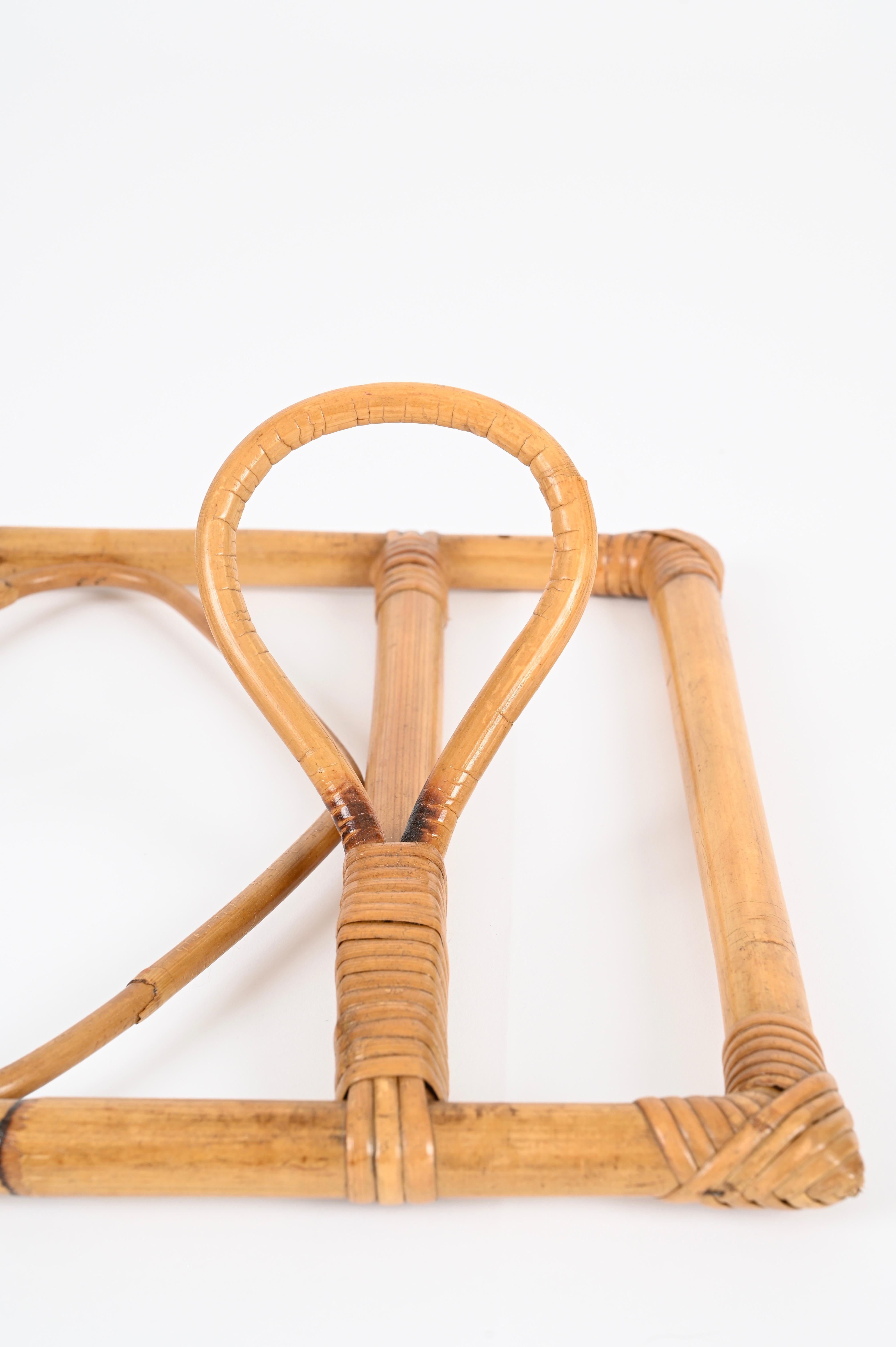 Franco Albini Coat Rack in Bamboo and Woven Rattan, Italy 1960s en venta 6