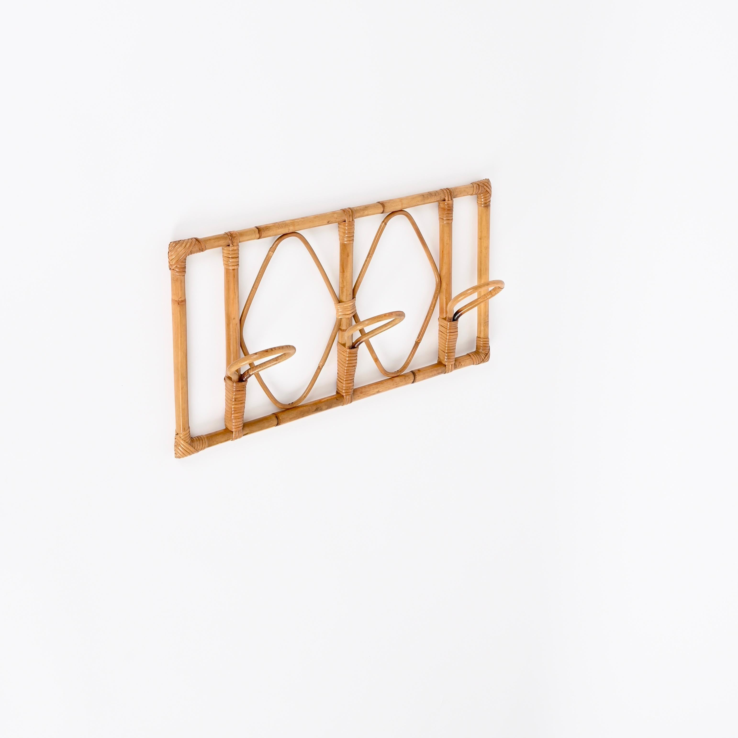 Franco Albini Coat Rack in Bamboo and Woven Rattan, Italy 1960s Moderno de mediados de siglo en venta