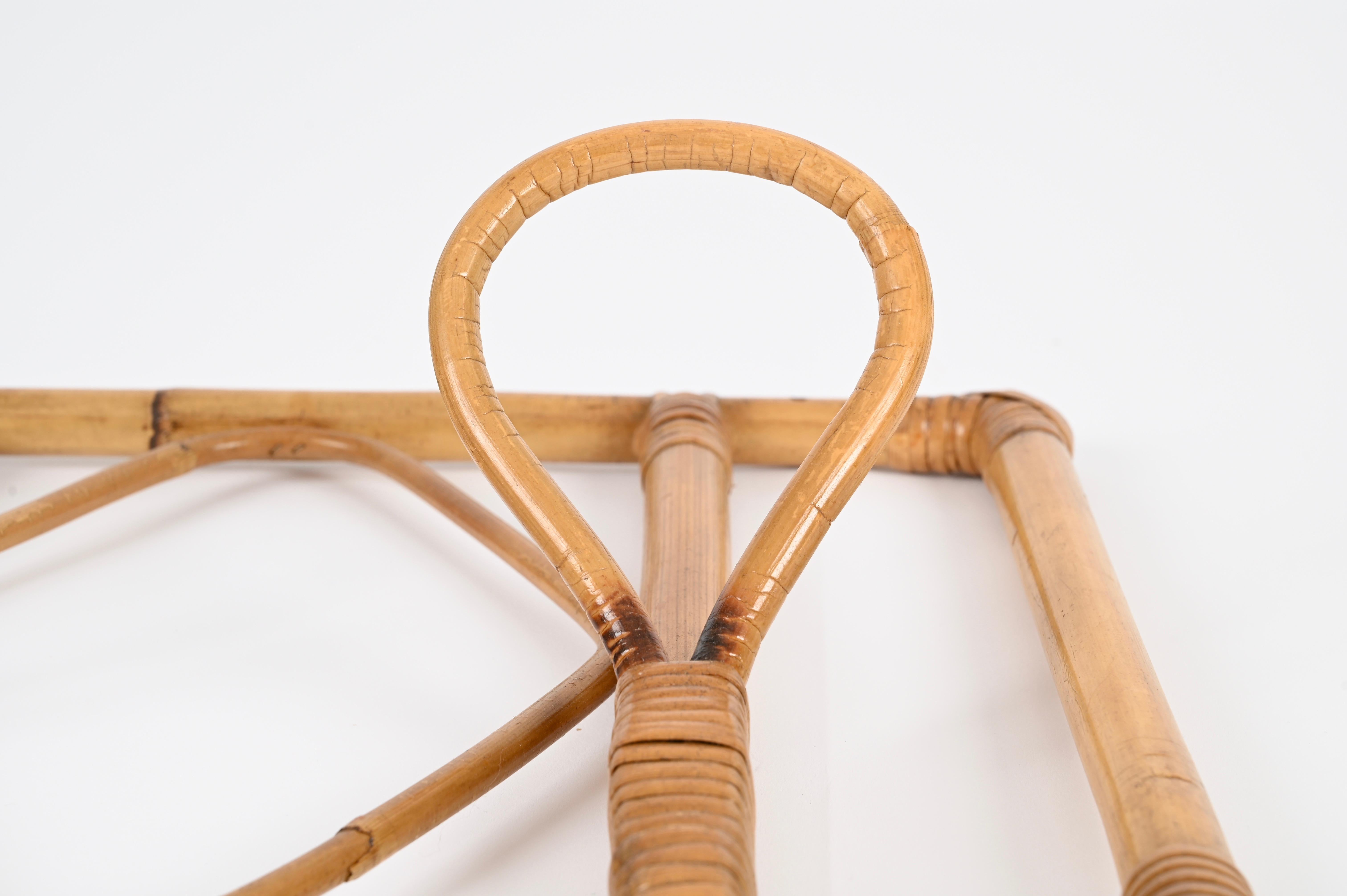 Franco Albini Coat Rack in Bamboo and Woven Rattan, Italy 1960s Italiano en venta