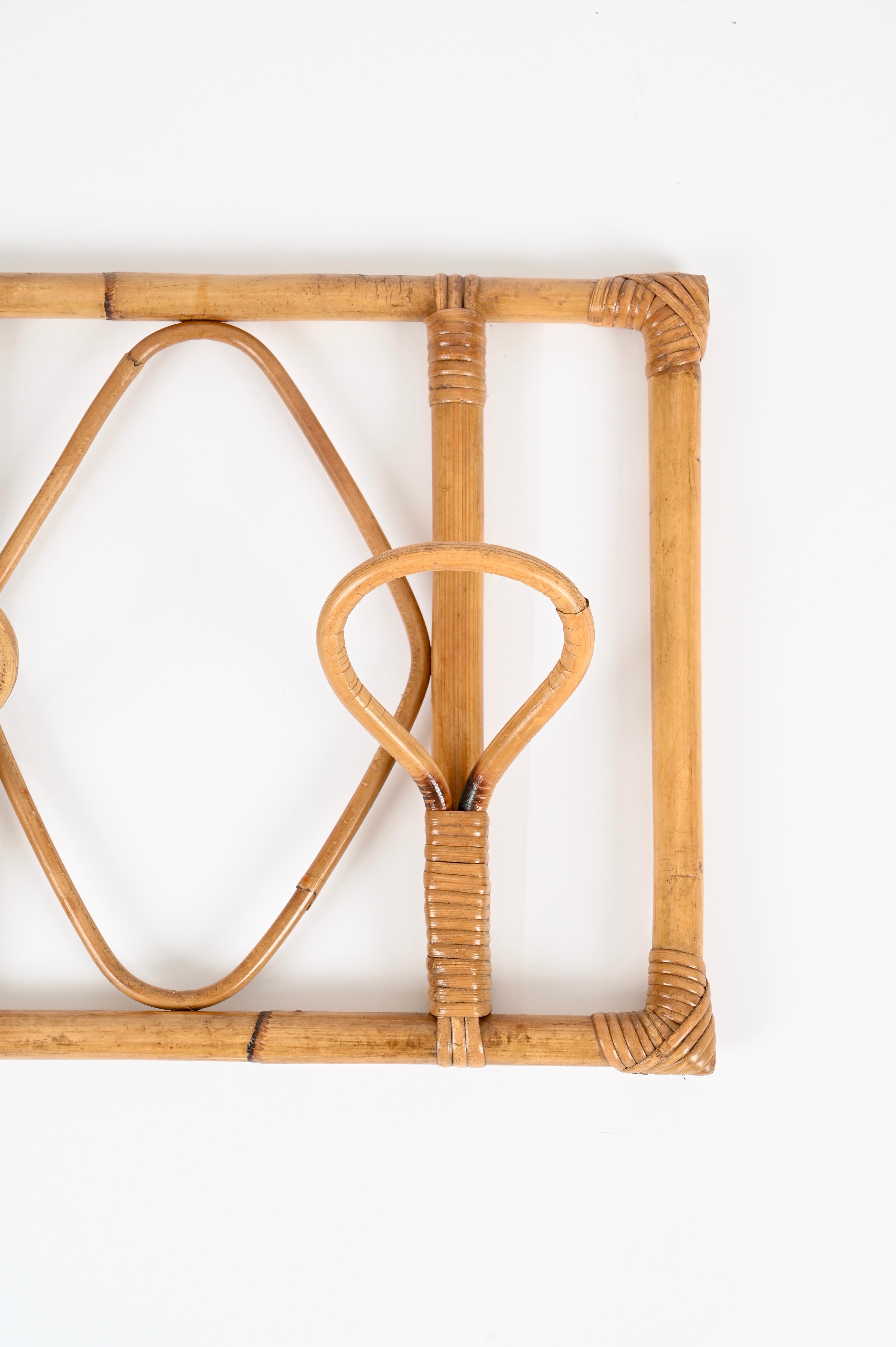 Franco Albini Coat Rack in Bamboo and Woven Rattan, Italy 1960s mediados del siglo XX en venta