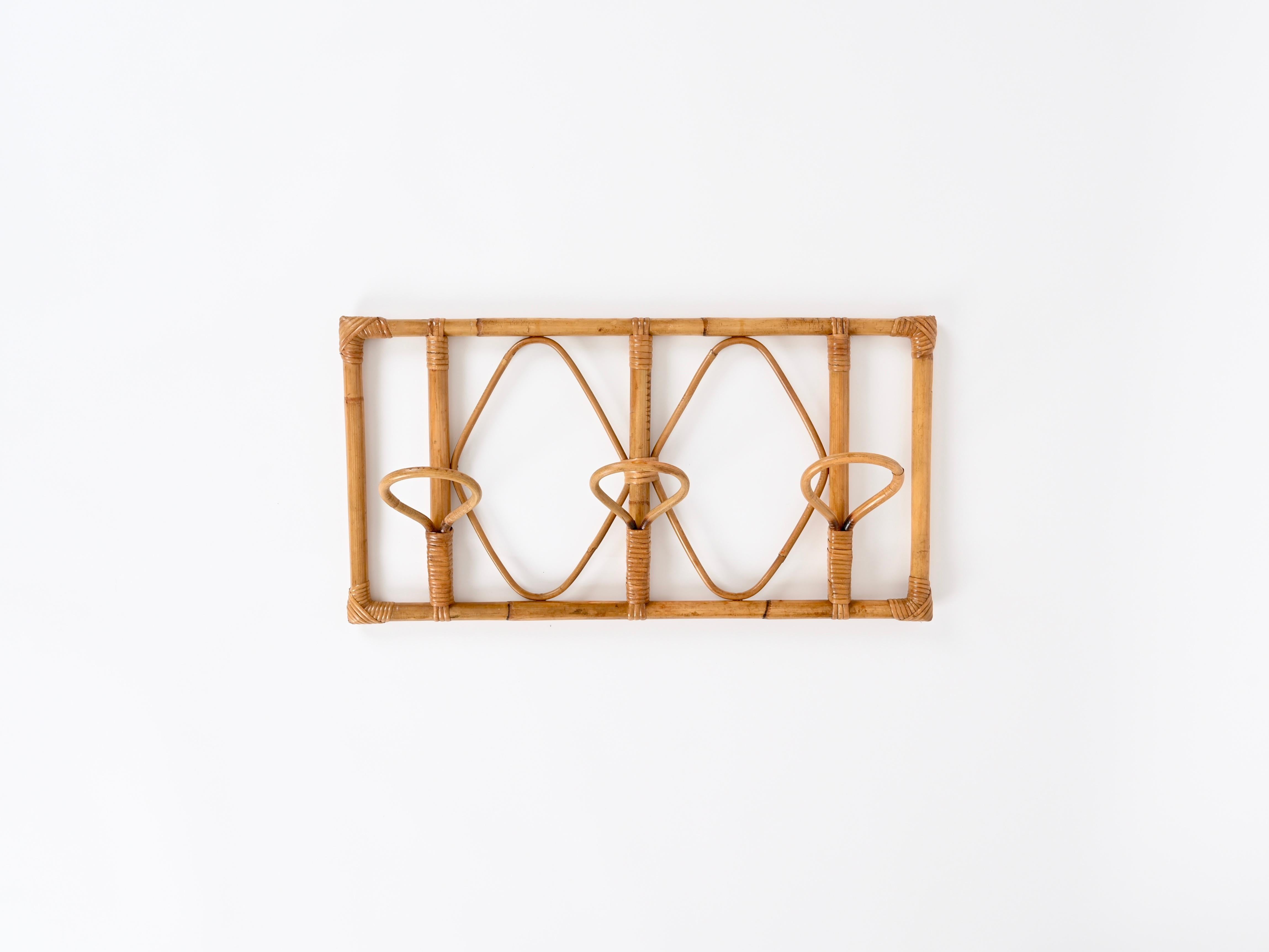 Franco Albini Coat Rack in Bamboo and Woven Rattan, Italy 1960s Bambú en venta