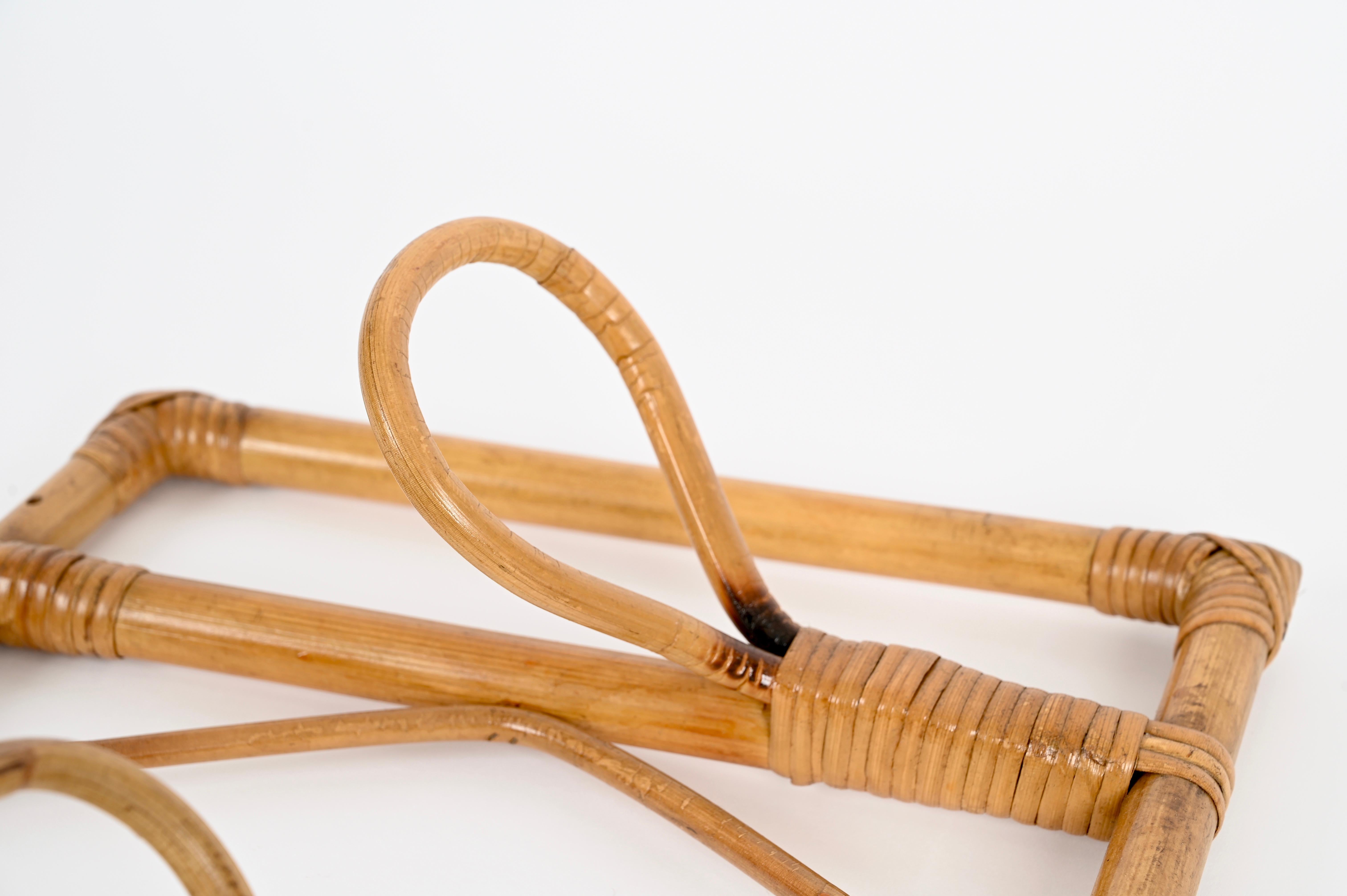 Franco Albini Coat Rack in Bamboo and Woven Rattan, Italy 1960s en venta 1