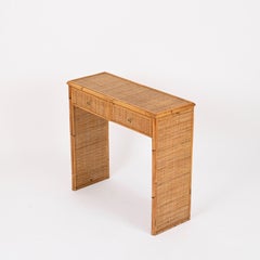 Franco Albini Console or Vanity Table in Bamboo, Rattan and Wicker, Italy 1970s
