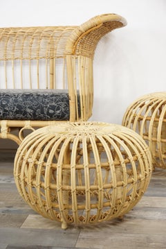 Franco Albini Design Large Rattan Ottoman