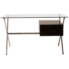 Franco Albini Schreibtisch für Knoll:: polychromierter Stahl:: lackiertes Holz und Glas:: 1970er Jahre