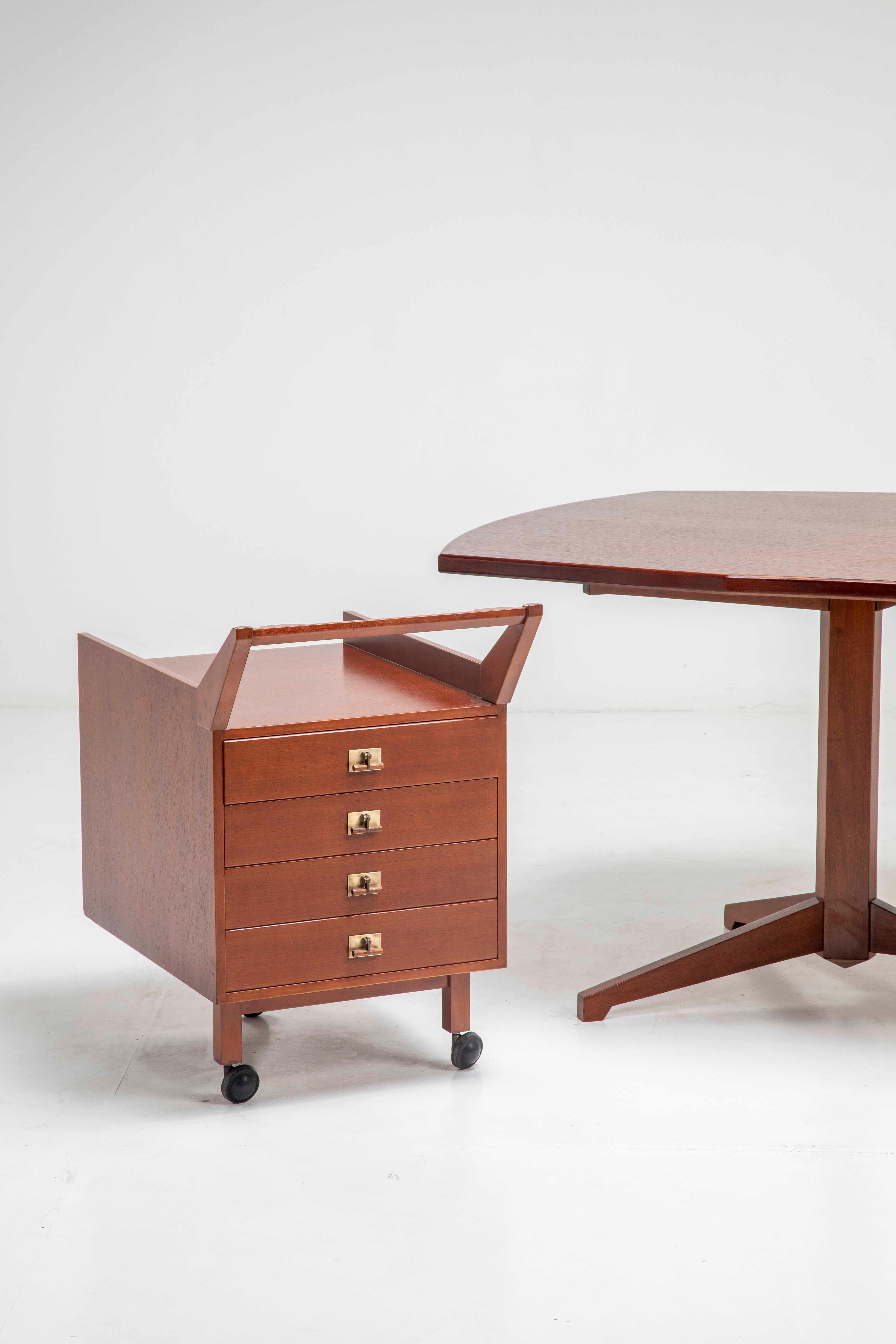 Bureau Franco Albini avec commode mobile mod. T22, design italien  1950s Bon état - En vente à Milan, IT