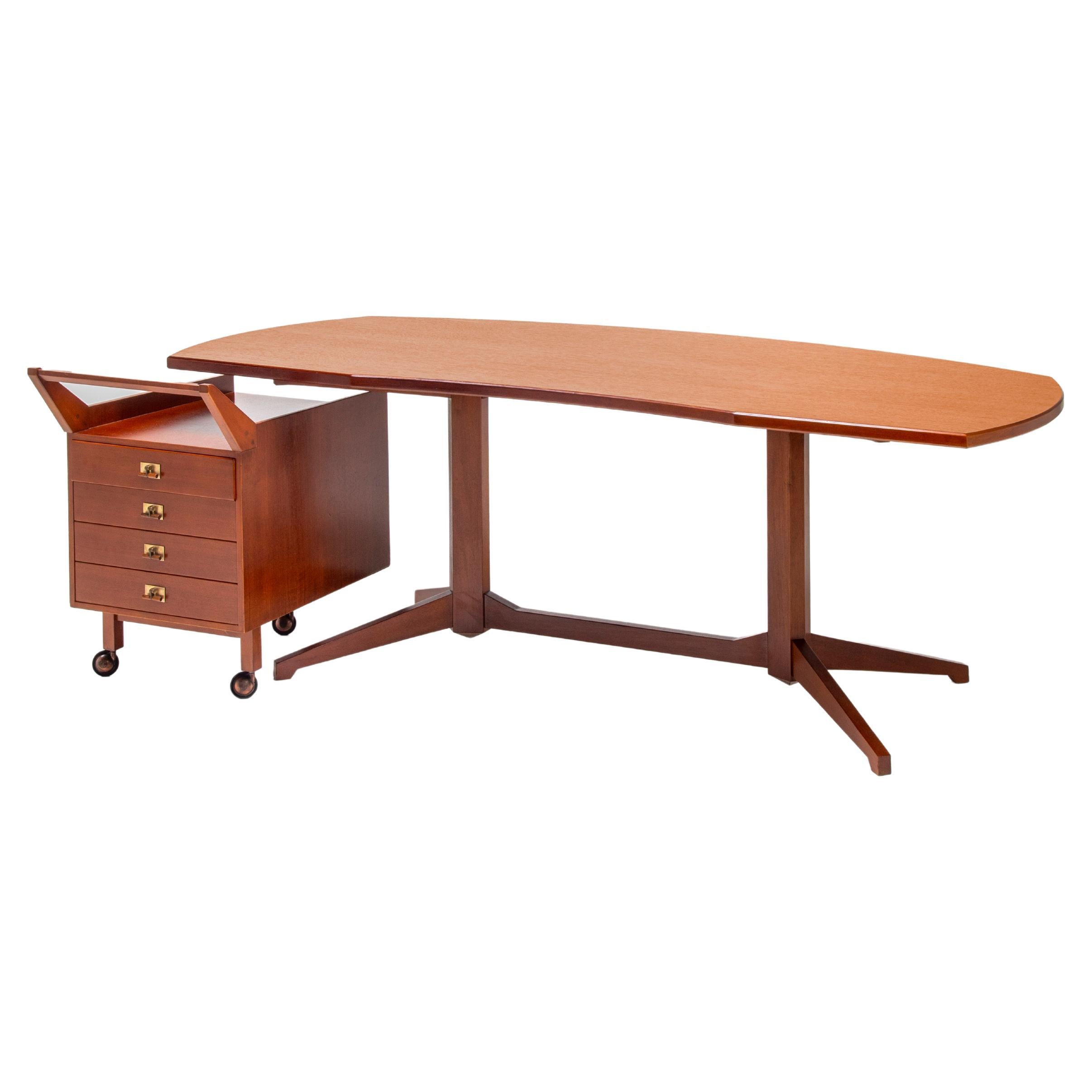 Schreibtisch von Franco Albini mit mobiler Kommode mod. T22, italienisches Design  1950s im Angebot