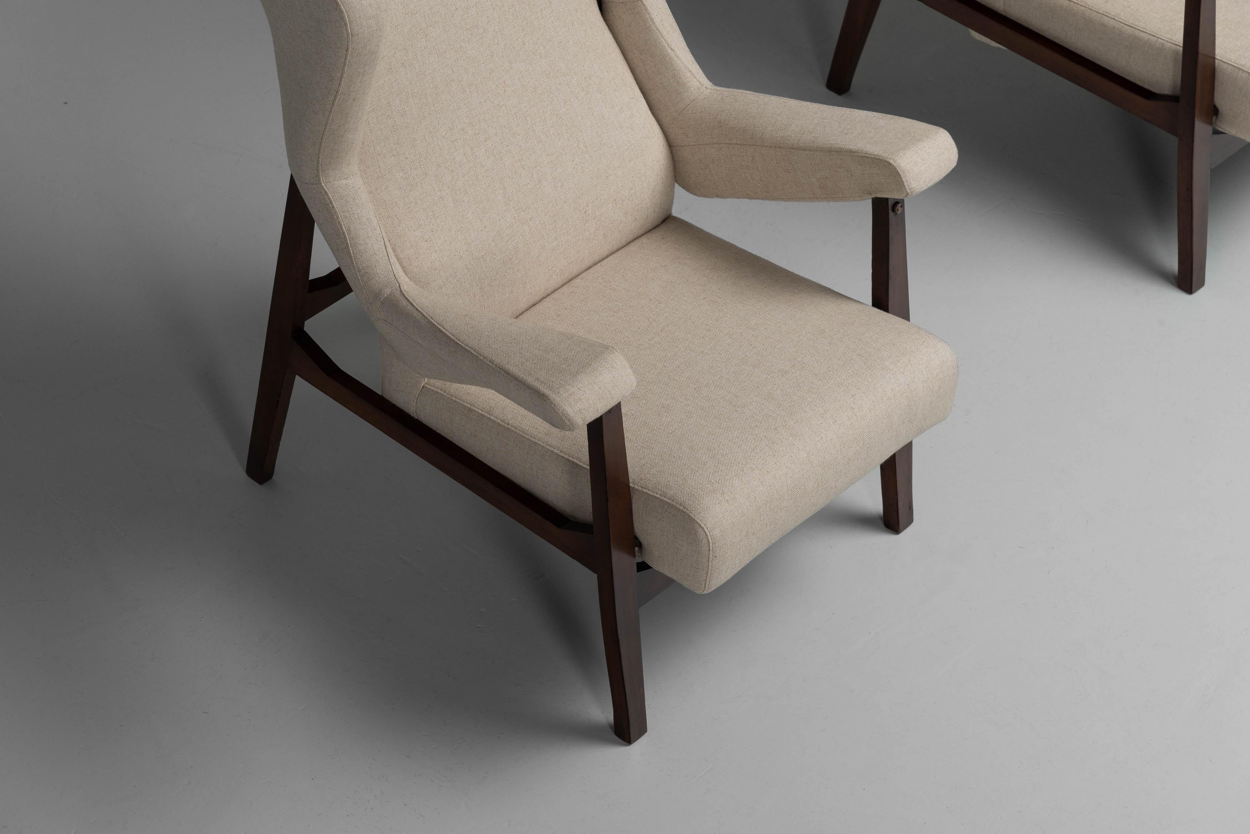 Upholstery Franco Albini Fiorenza chairs Arflex Italy 1956 For Sale