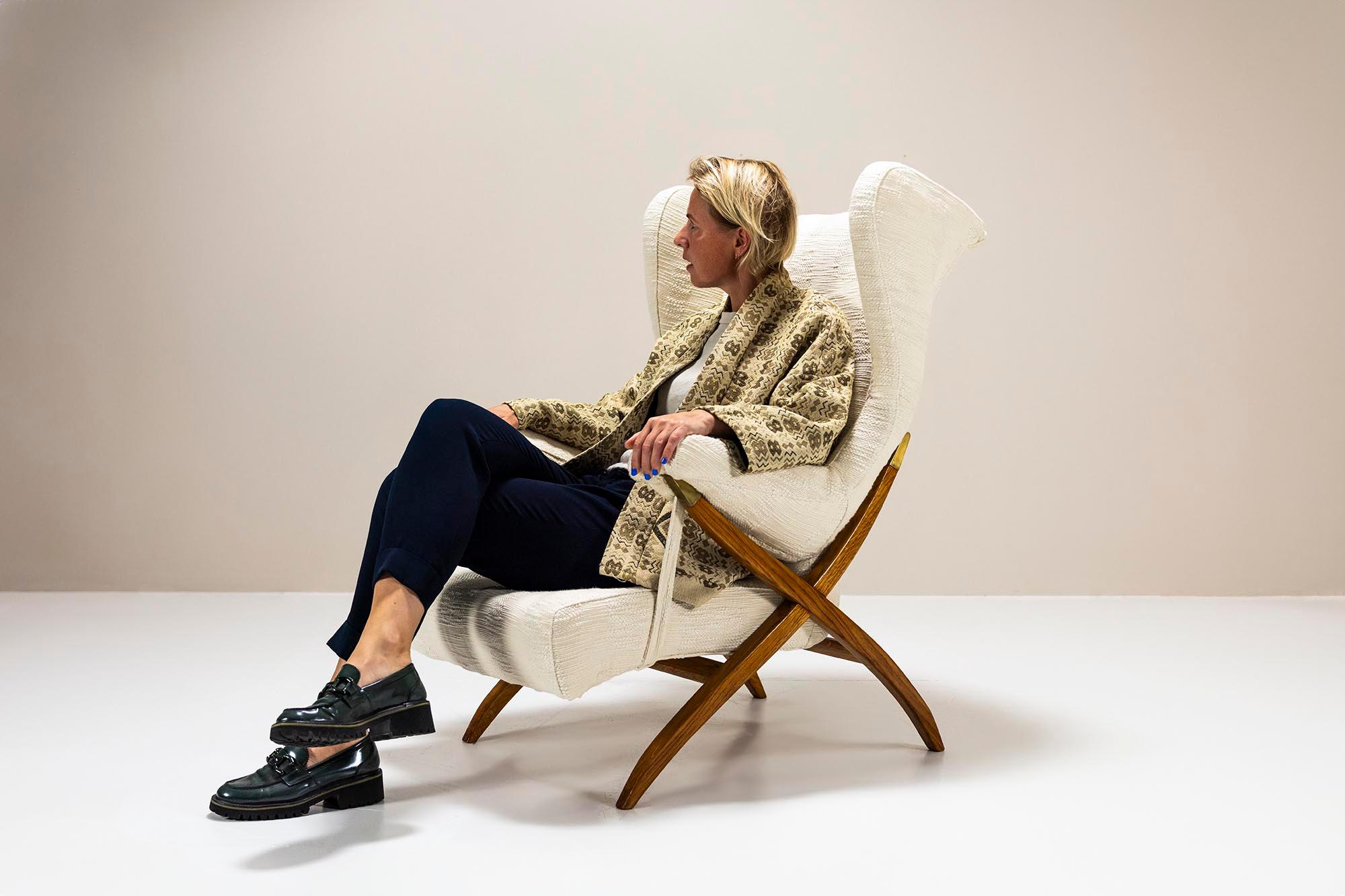 Mid-Century Modern Franco Albini “Fiorenza” Lounge Chair in Dedar Fabric for Arflex, Italy 1952