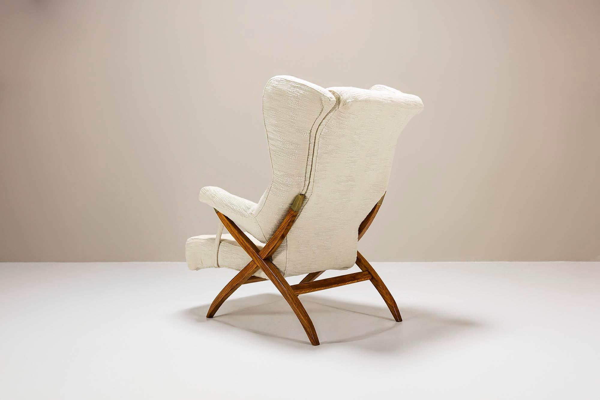 Mid-20th Century Franco Albini “Fiorenza” Lounge Chair in Dedar Fabric for Arflex, Italy 1952