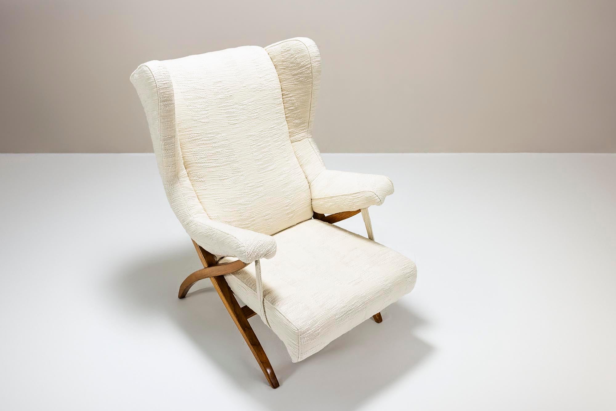 Franco Albini “Fiorenza” Lounge Chair in Dedar Fabric for Arflex, Italy 1952 1