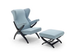Franco Albini 'Fiorenza' Lounge Chair with Ottoman in Leather for Arflex 1952