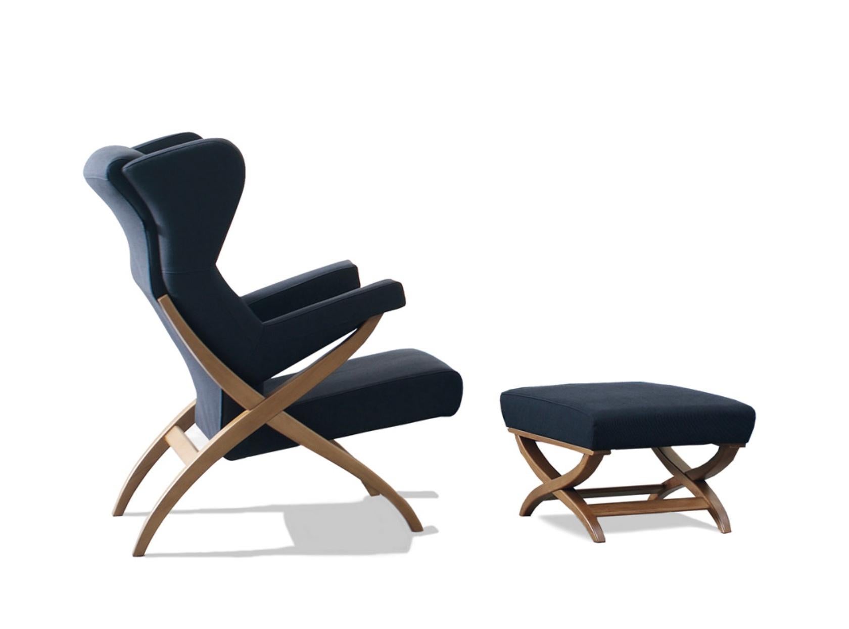 Italian Franco Albini 'Fiorenza' Lounge Chair with Ottoman in Leather for Arflex 1952 For Sale