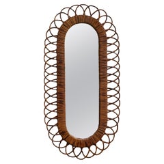 Franco Albini for Bonacina Bamboo Oval Wall Mirror, Italy, 1960s