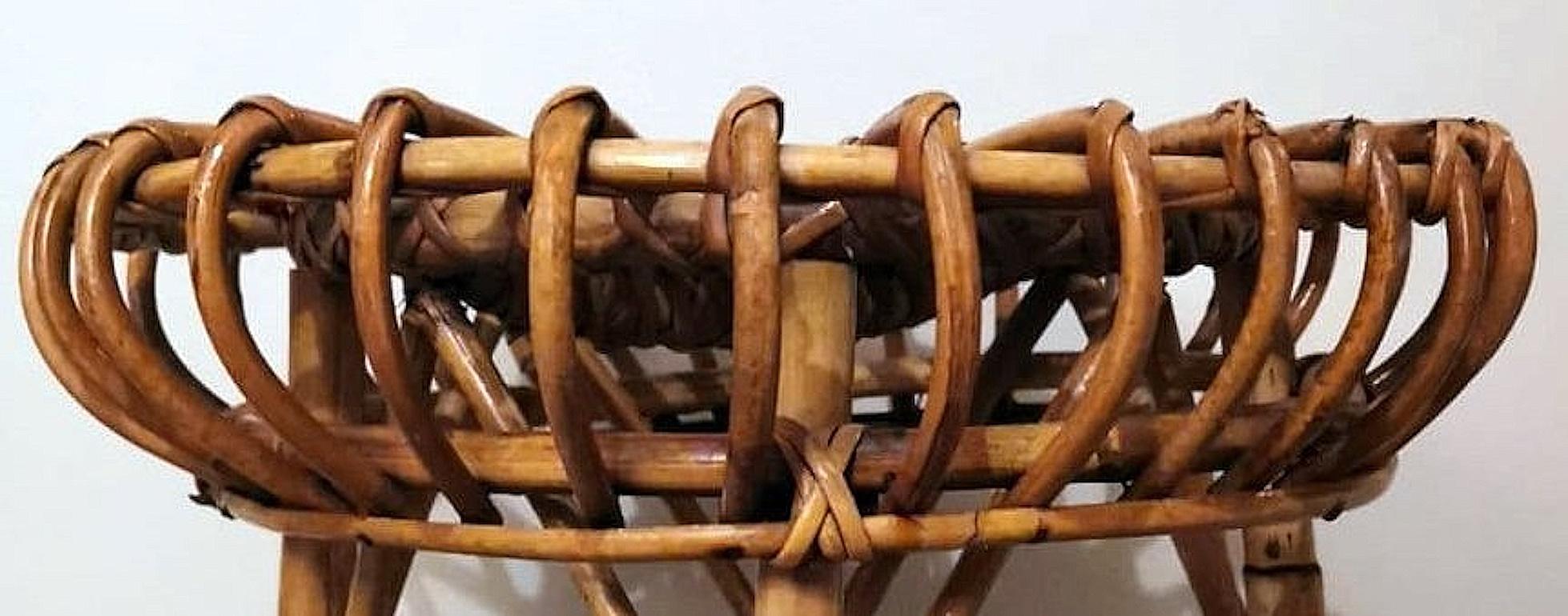Franco Albini For Bonacina Italian Vintage Stool In Bamboo And “Midollino” 3